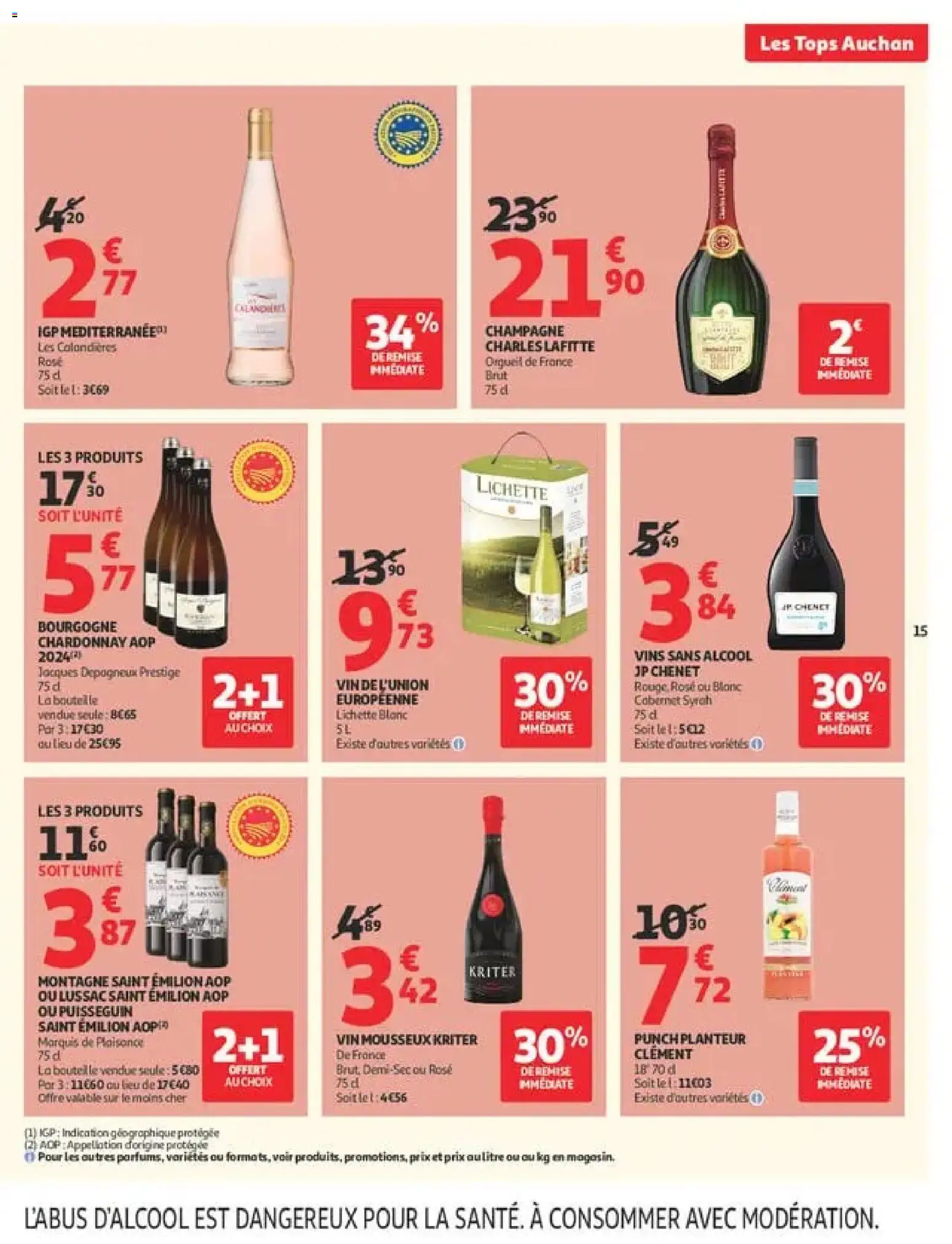 Prévisualisation de Auchan Tops rentrée supers du magasin Auchan formulaire valide 01/09/2026 - Champagne, Vin, Bourgogne, Punch planteur, Champagne Charles Lafitte, Champagne brut, Charles Lafitte, Mousseux
