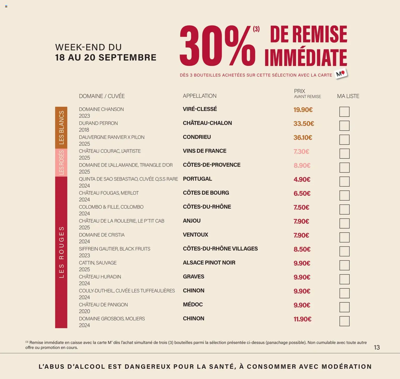 Prévisualisation de Monoprix - Calendrier foire aux vins du magasin Monoprix formulaire valide 11/09/2026 - Fruits, Condrieu, Pinot noir