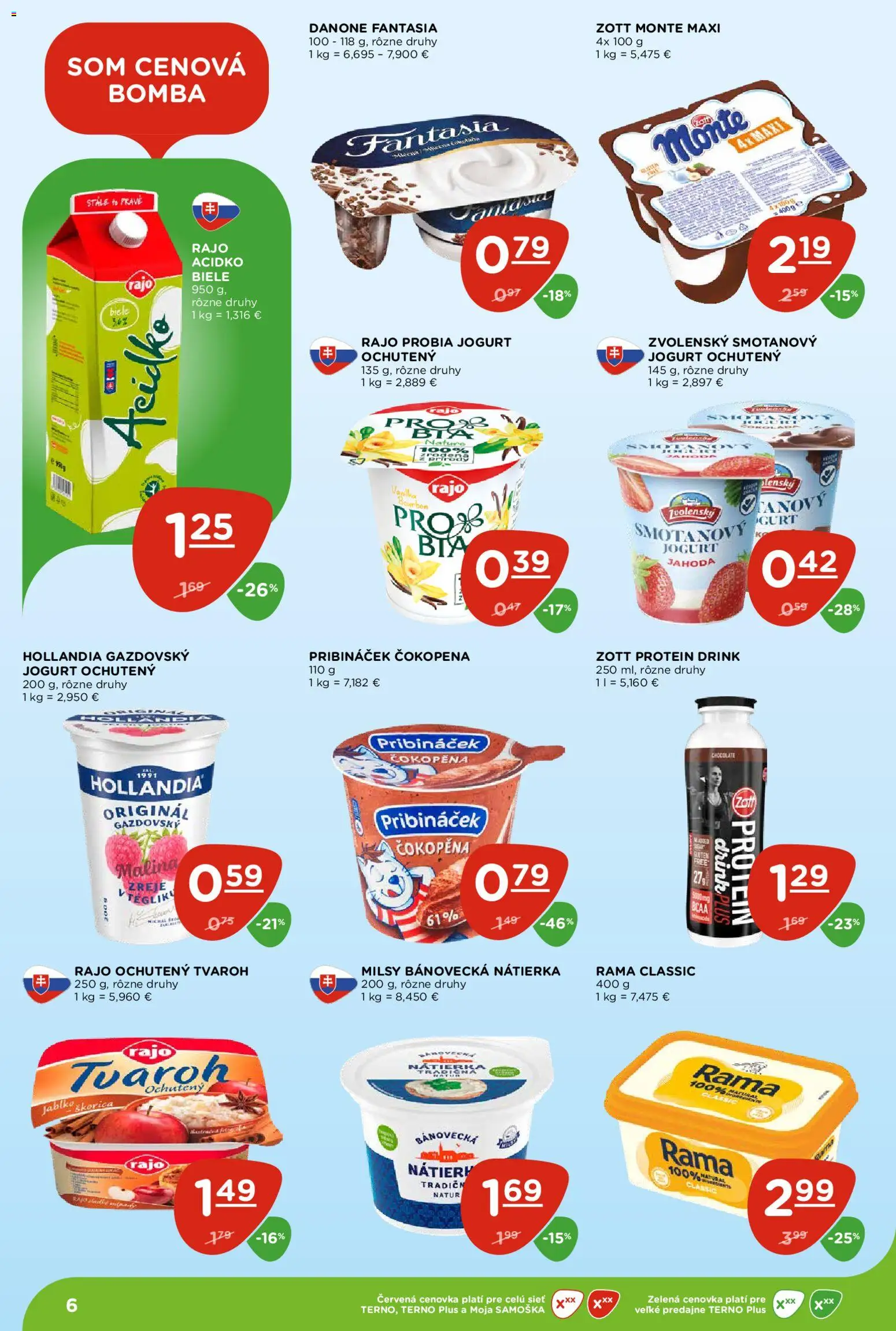 Náhľad Terno letáku platného od 22.10.2026 - Tvaroh, Bourbon, Jogurt, Vanilka, Acidko, Nátierka, Rama, Ochutený jogurt
