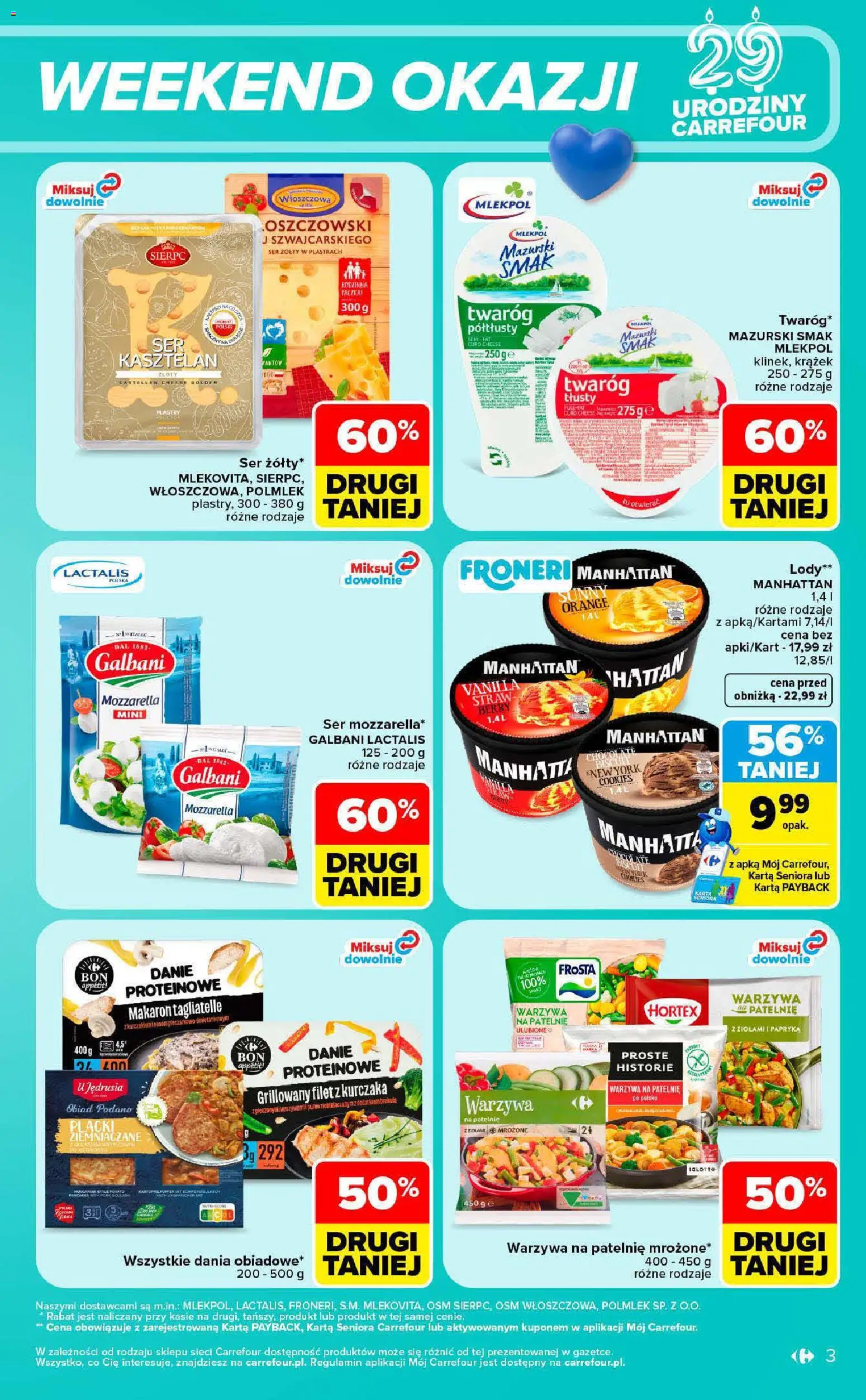 Pogląd gazetki "Carrefour gazetka - Weekend okazji" ze sklepu Carrefour ważnej od 22.10.2026 - Makaron, Tagliatelle, Mozzarella, Papryka, Twaróg, Filet, Frosta, Twaróg tłusty