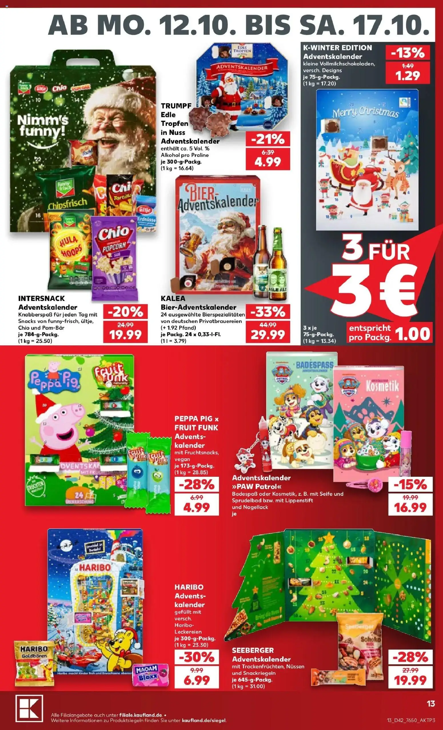 Vorschau von dem Prospekt des Geschäftes Kaufland, gültig ab dem 12.10.2026 - Bier, Haribo, Alkohol, Popcorn, Erdnüsse, Nagellack, Seife, Lippenstift