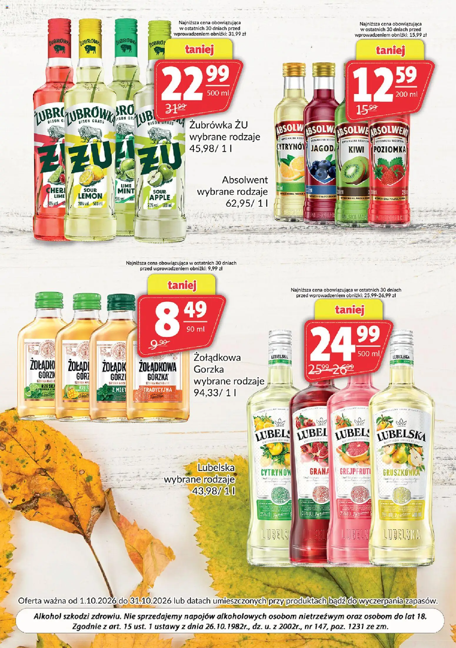 Pogląd gazetki "Prim Market gazetka - Oferta alkoholowa" ze sklepu Prim Market ważnej od 01.10.2026 - Kiwi, Alkohol, Żubrówka, Gruszkówka