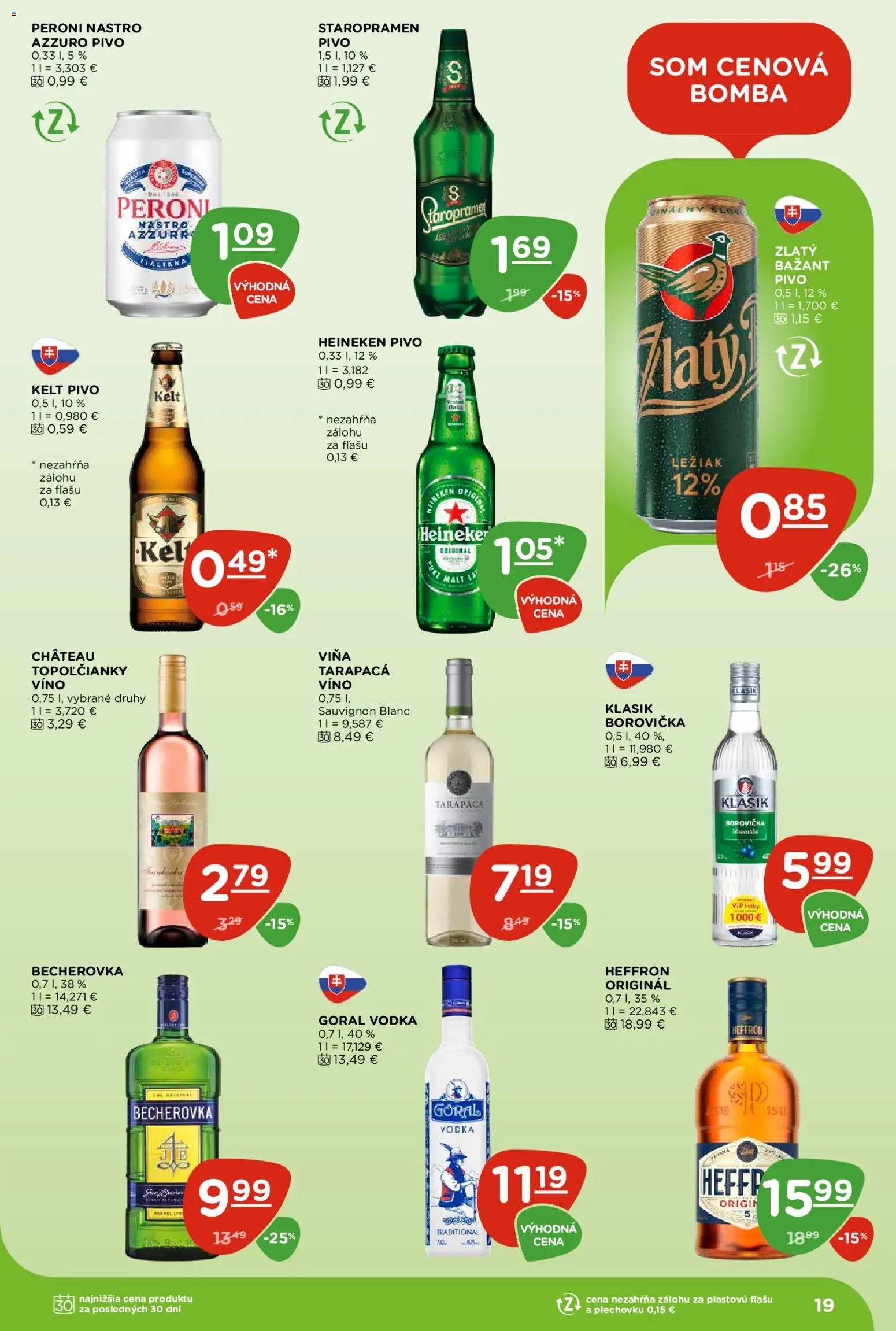 Náhľad Terno letáku platného od 15.10.2026 - Pivo, Víno, Vodka, Becherovka, Heineken, Staropramen, Kelt, Zlatý Bažant