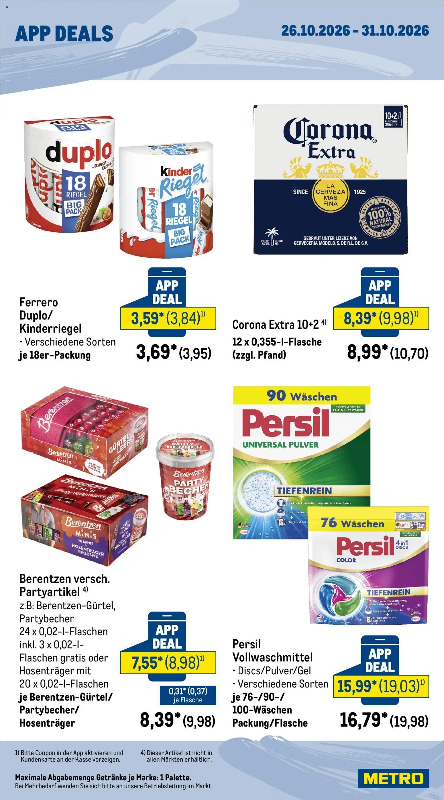 Vorschau von dem Prospekt des Geschäftes Metro, gültig ab dem 26.10.2026 - Gürtel, Berentzen, Persil