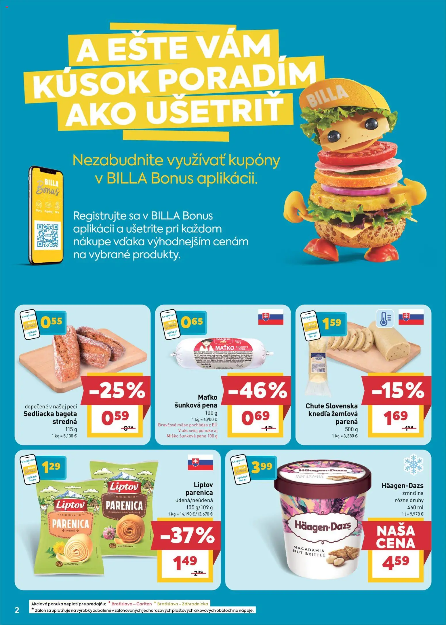 Náhľad Billa letáku platného od 21.10.2026 - Zmrzlina, Mäso, Knedľa, Bageta, Bravčové mäso, Pena, Häagen-Dazs