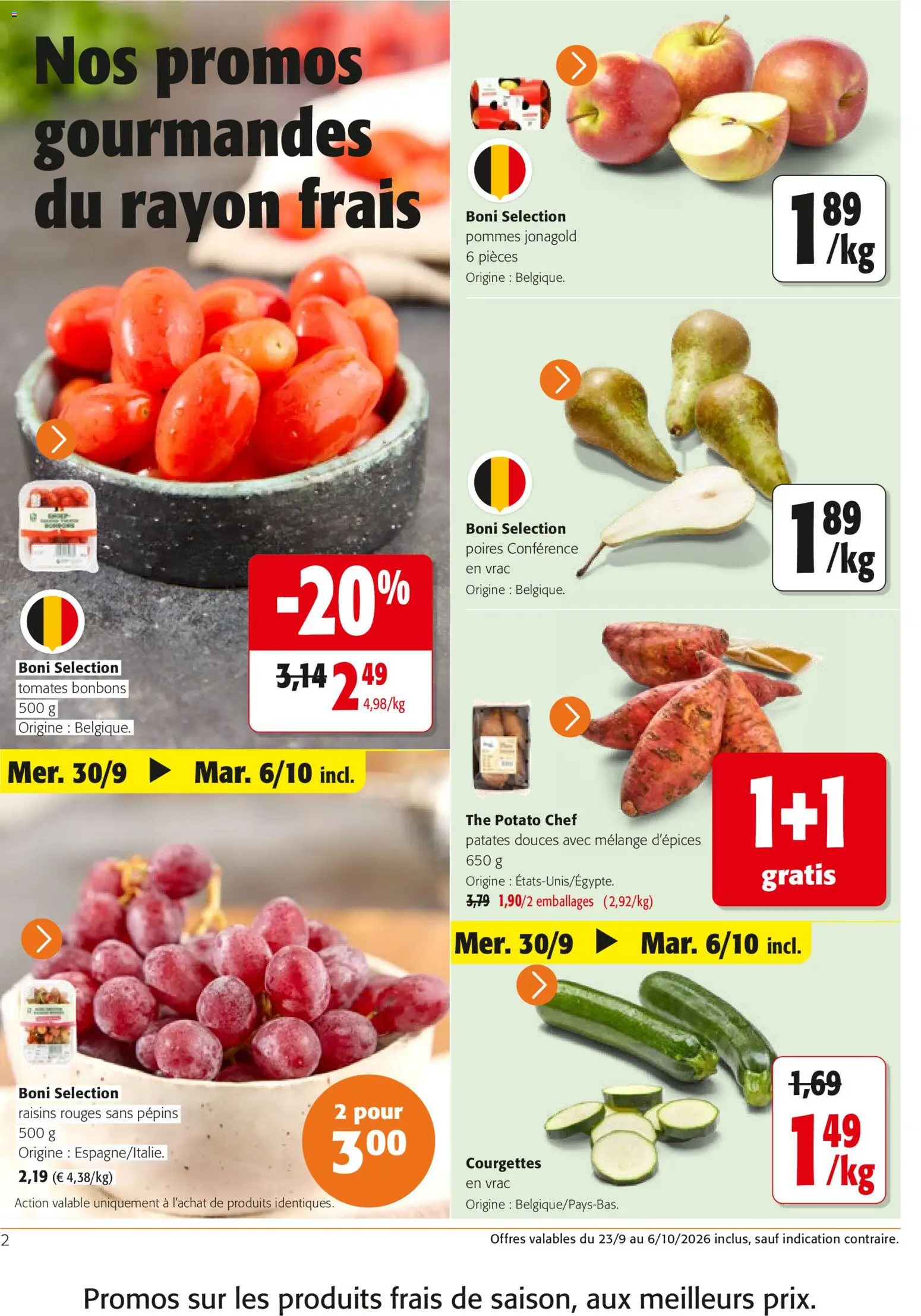 Prévisualisation de Colruyt catalogue du magasin Colruyt formulaire valide 23/09/2026 - Bonbons, Patates douces, Tomates, Thé, Poires, Raisins, Pommes