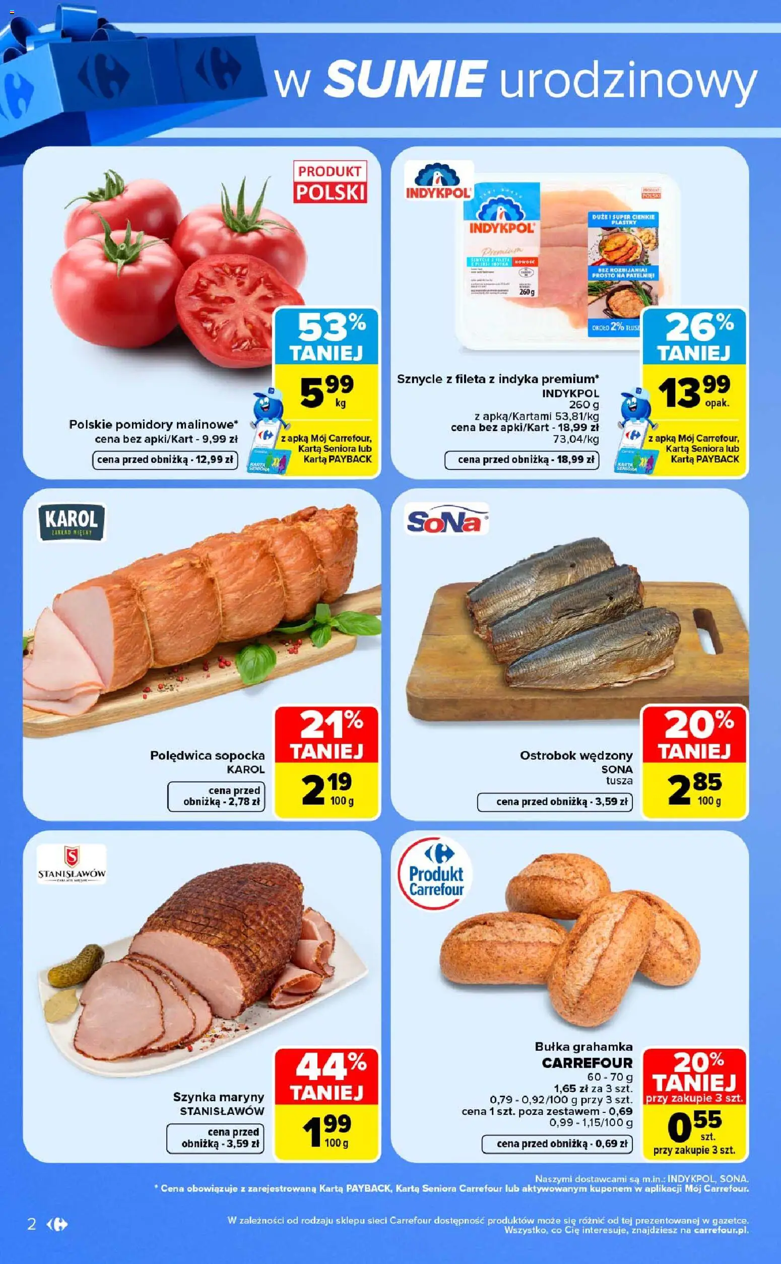 Pogląd gazetki "Carrefour gazetka - Weekend okazji" ze sklepu Carrefour ważnej od 08.10.2026 - Patelnie, Bułka, Karta, Szynka, Pomidory, Bułka grahamka, Polędwica sopocka