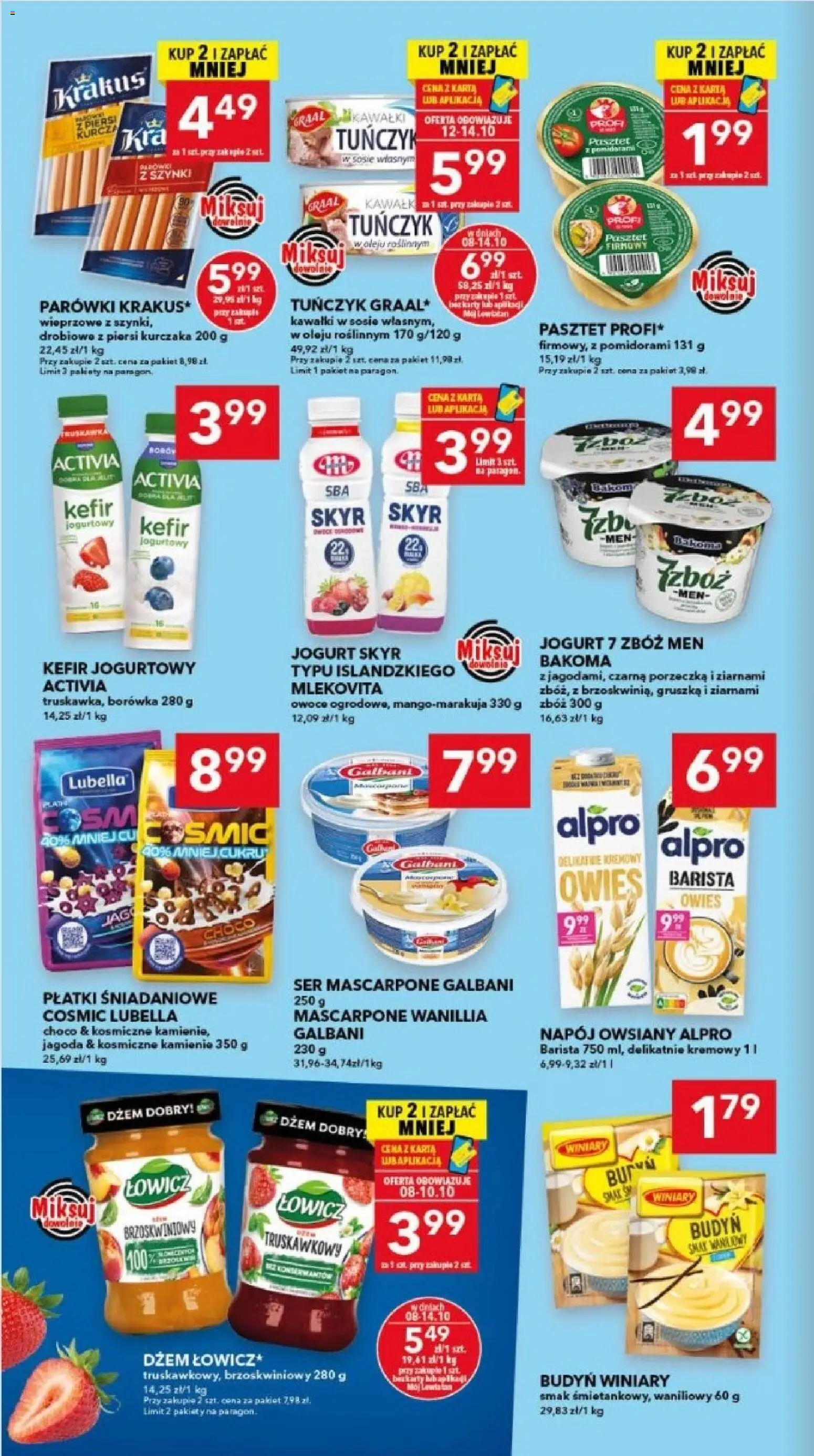 Pogląd gazetki "Lewiatan gazetka - Legnica" ze sklepu Lewiatan ważnej od 08.10.2026 - Owoce, Mascarpone, Skyr, Kefir, Budyń, Płatki śniadaniowe, Alpro, Napój owsiany