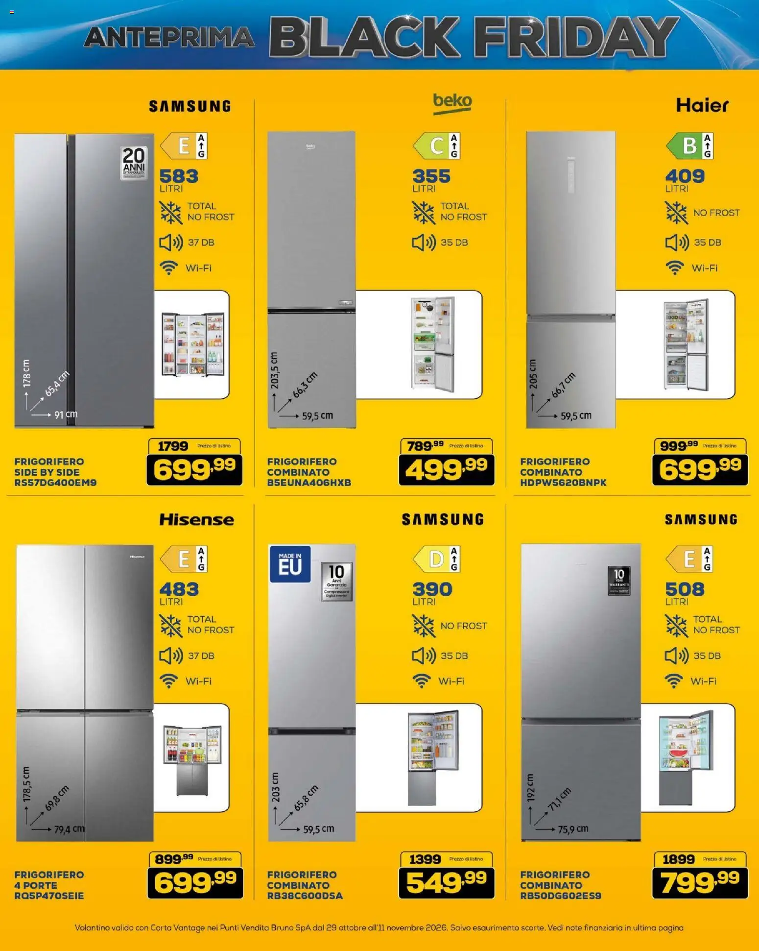 Anteprima dell'opuscolo BRUNO Black Friday ML dal negozio BRUNO valido da 29/10/2026 - Samsung, Frigorifero