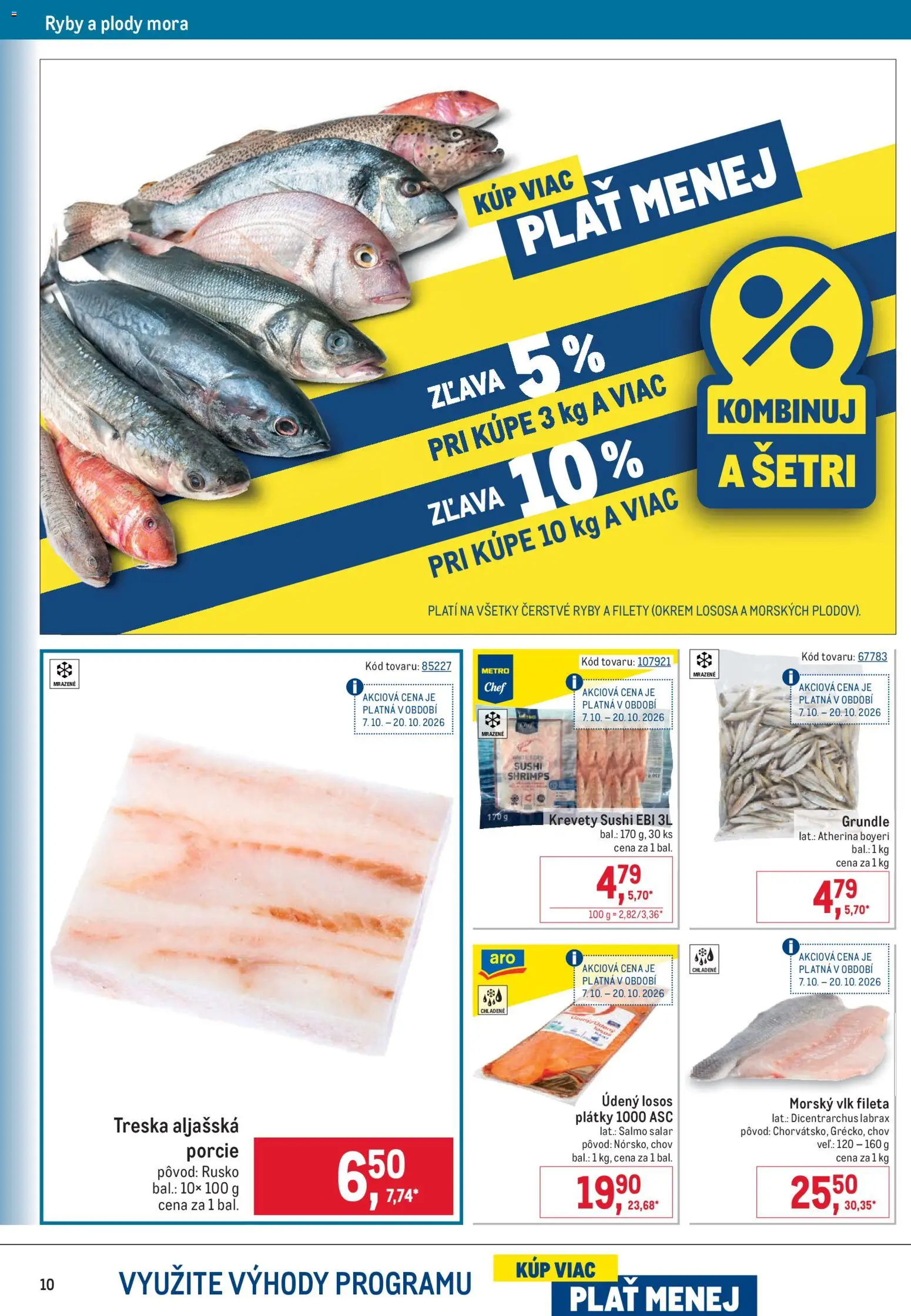 Náhľad Metro letáku platného od 07.10.2026 - Sushi, Ryby, Losos, Krevety, Treska