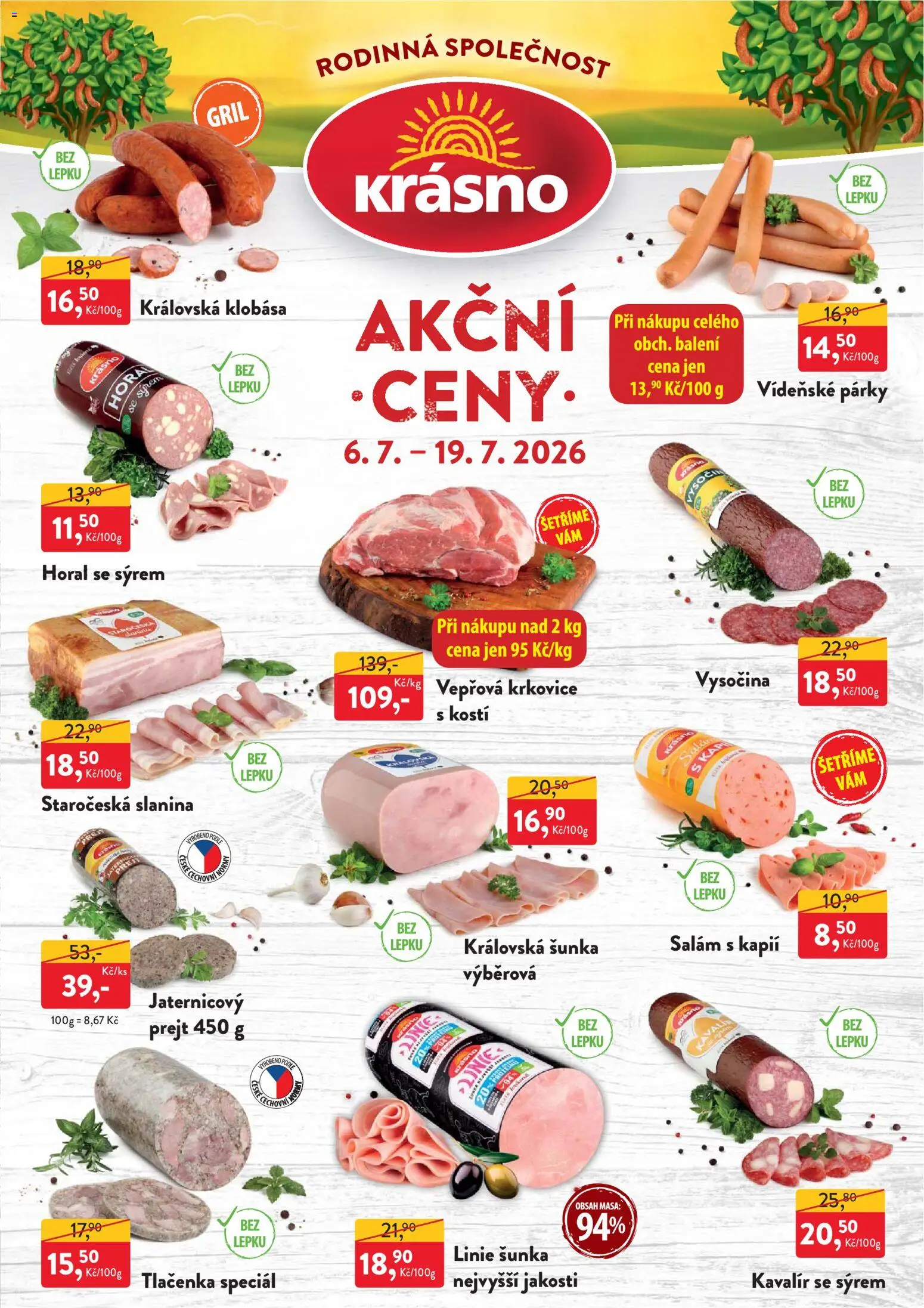 Náhled nabídky: MP Krásno MP Krásno leták platný od 06.07.2026 - Gril, Vysočina, Klobása, Krkovice, Tlačenka, Párky, Vepřová krkovice, Vídeňské párky