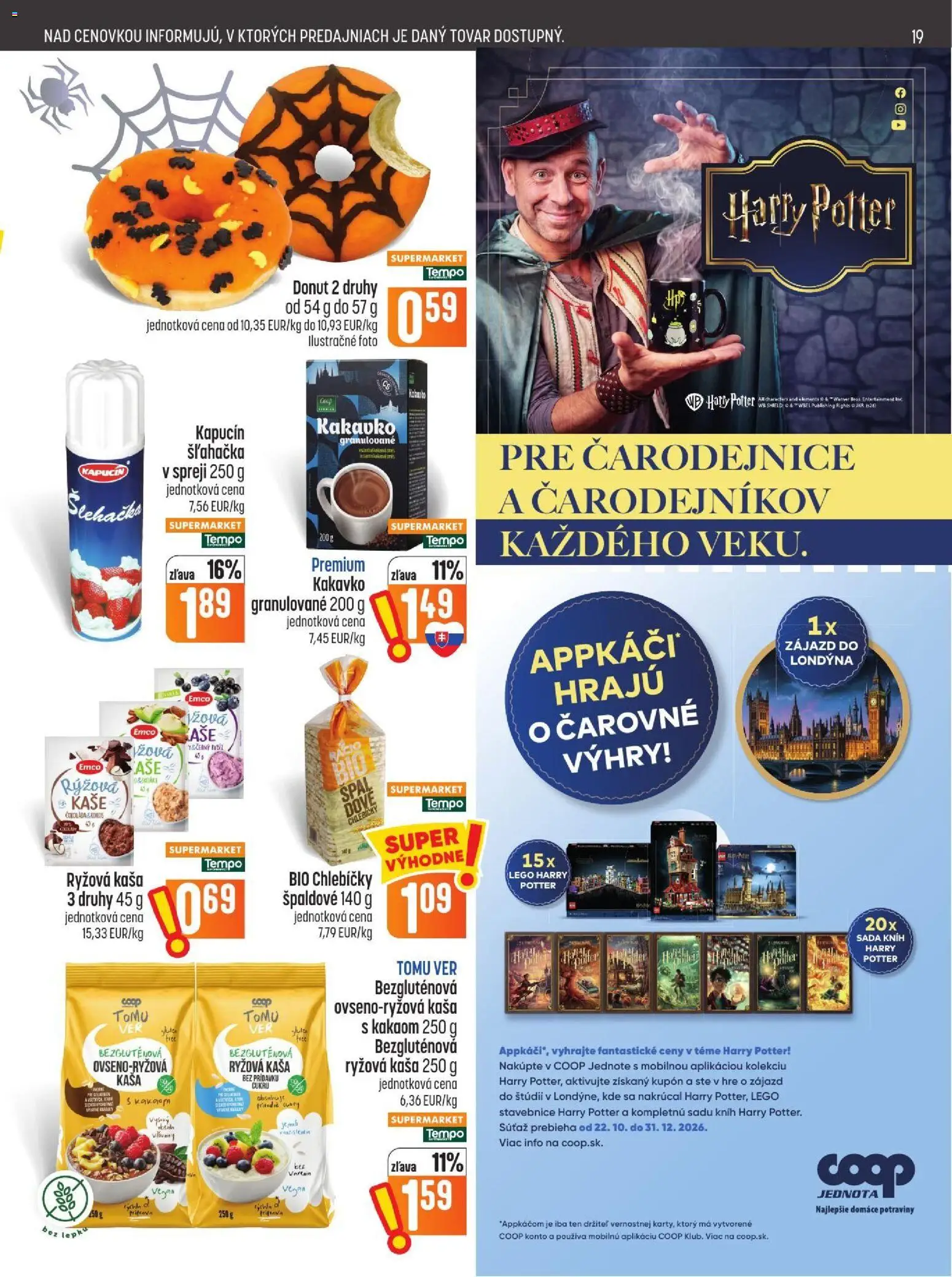 Náhľad COOP Jednota letáku platného od 29.10.2026 - LEGO, Donut, Šľahačka, Kaša