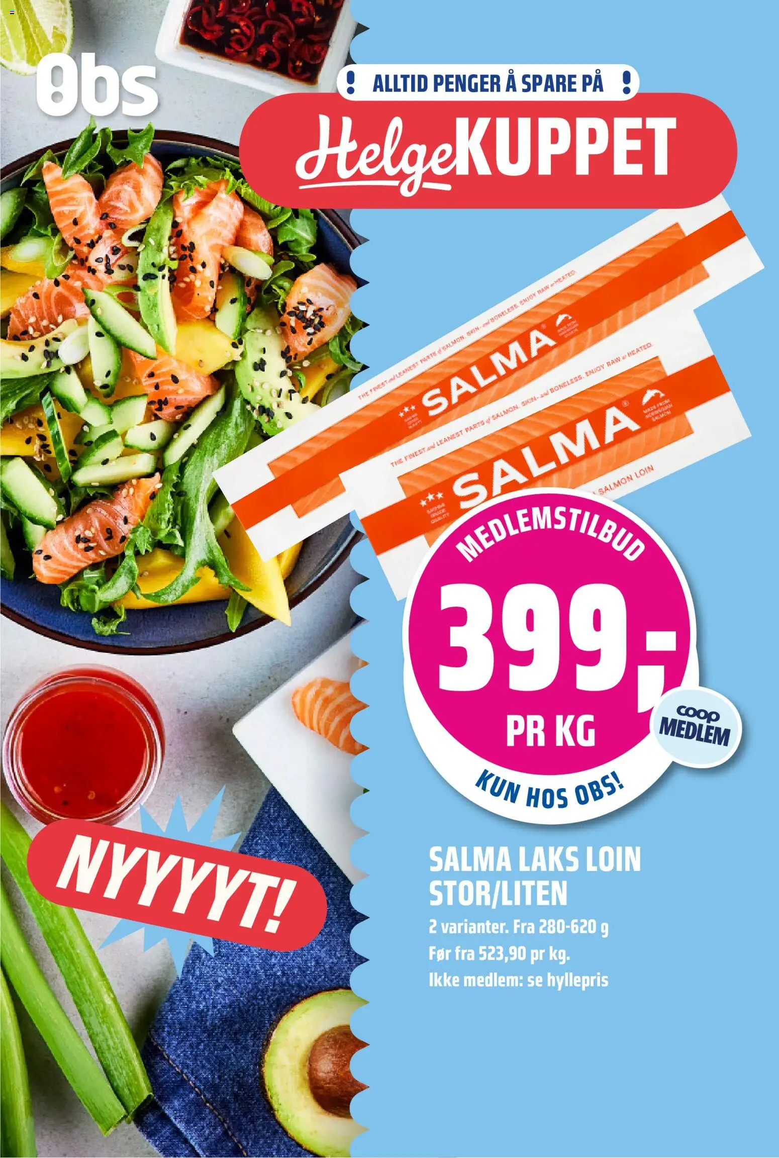 Forhåndsvis Coop Obs kundeavis Helgemat Kuppet fra butikk Coop Obs gyldig fra 15/10/2026 - Laks