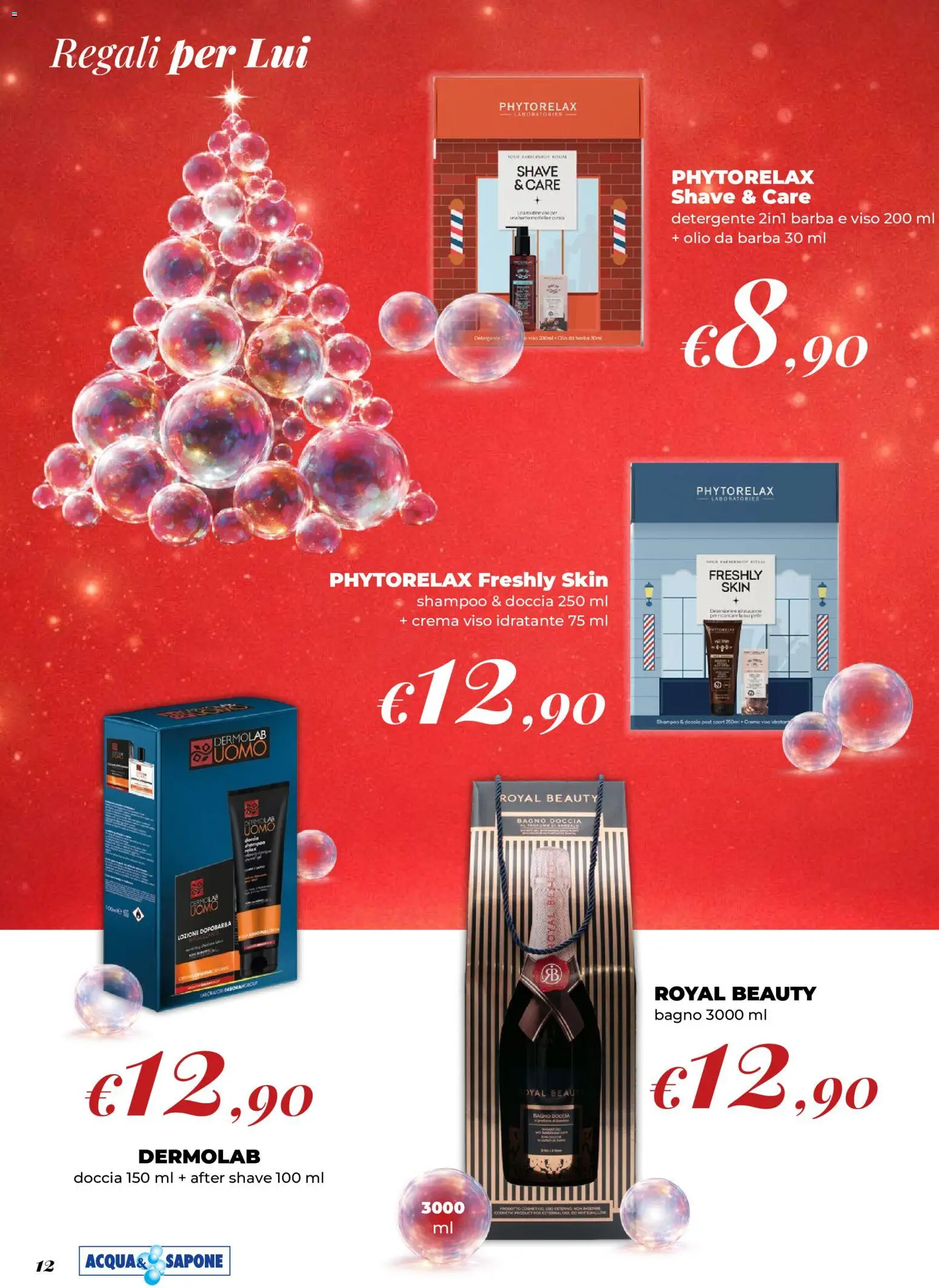 Anteprima dell'opuscolo Acqua e Sapone volantino Natale dal negozio Acqua e Sapone valido da 02/11/2026 - Crema, Bagno, Shampoo, Olio, Doccia, Crema viso, Sapone, Detergente