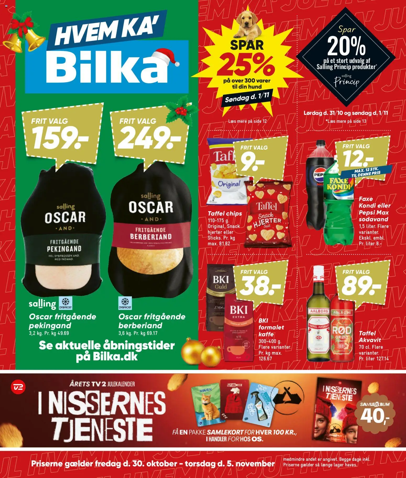 Eksempel på tilbudsavis Bilka - Tilbudsavis uge 45 fra butik Bilka gyldig fra 30/10/2026 - TV, Kaffe, Kamera, Chips, Pepsi Max, Salt, Pepsi, Pekingand