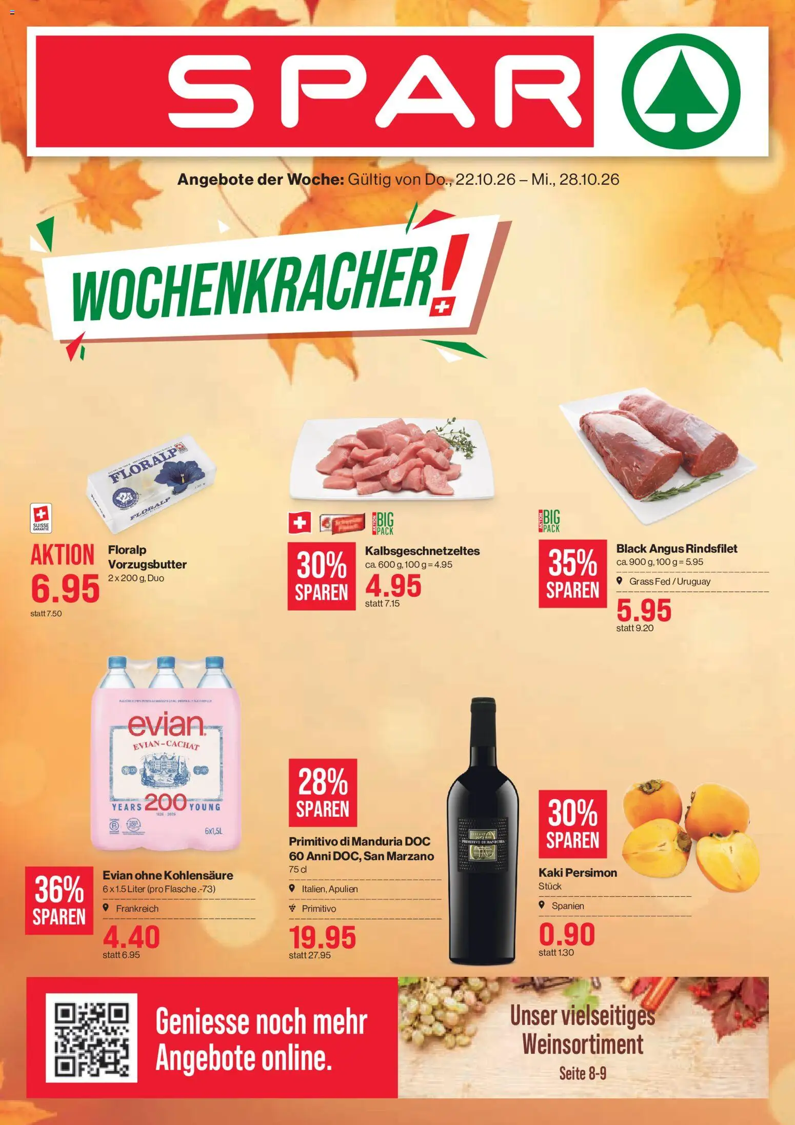 Vorschau des Merkblatts SPAR aktionen vom Shop SPAR gültig von 22.10.2026 bis 28.10.2026 - Kaki