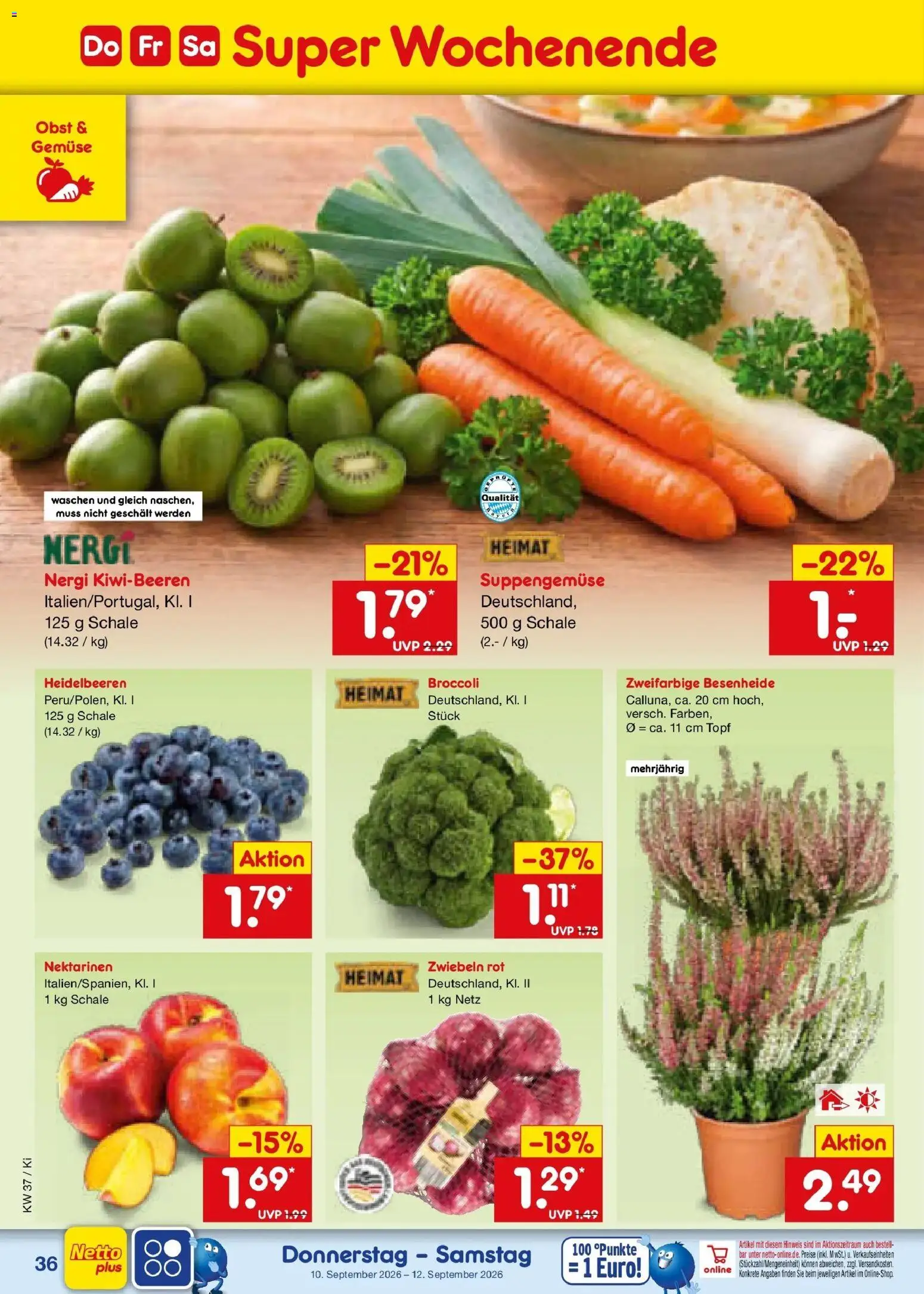 Vorschau von dem Prospekt des Geschäftes Netto Marken-Discount, gültig ab dem 07.09.2026 - Gemüse, Heidelbeeren, Obst, Nektarinen, Zwiebeln