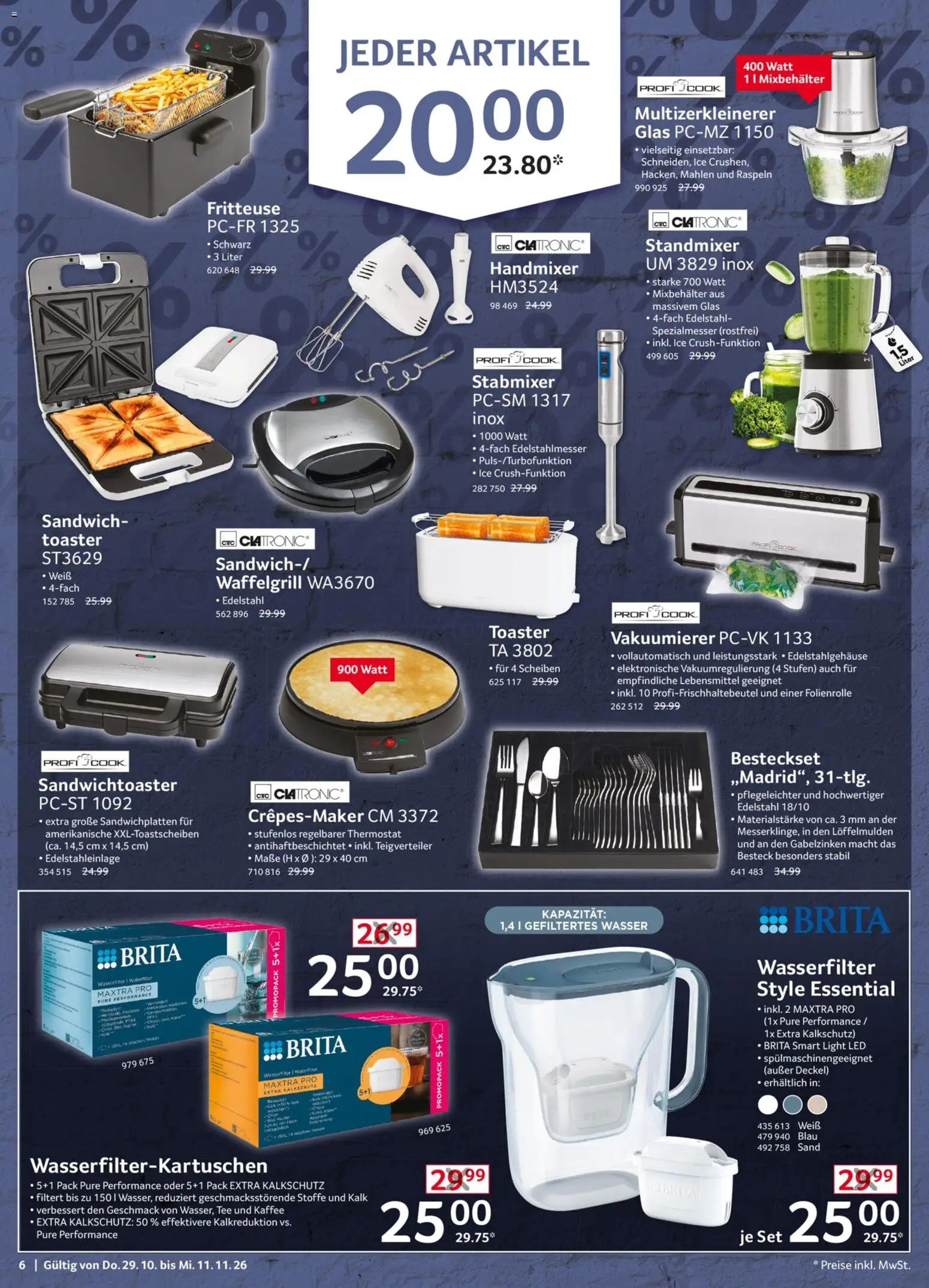 Vorschau von dem Prospekt des Geschäftes Selgros, gültig ab dem 29.10.2026 - Kaffee, Wasser, Tee, Toaster, Kalk, Stabmixer, Vakuumierer, Fritteuse