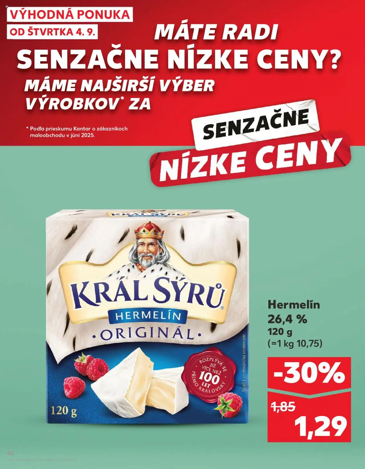 Náhľad Kaufland letáku platného od 04.09.2025 - Hermelín