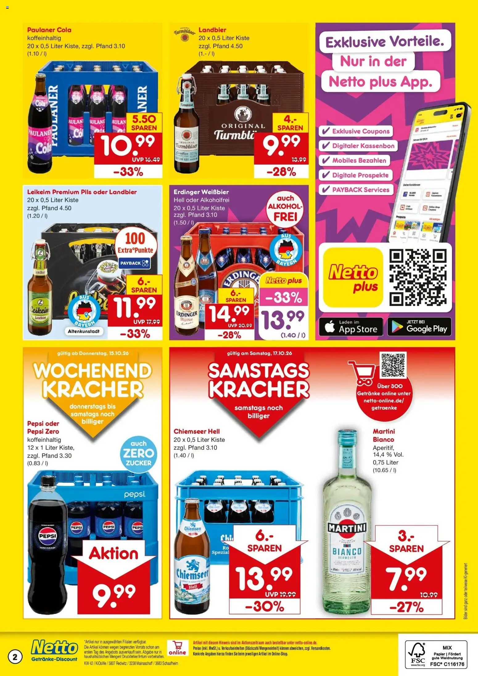 Vorschau von dem Prospekt des Geschäftes Netto Marken-Discount, gültig ab dem 12.10.2026 - Bilder, Cola, Martini, Zucker, Pepsi, Erdinger, Weißbier, Pils