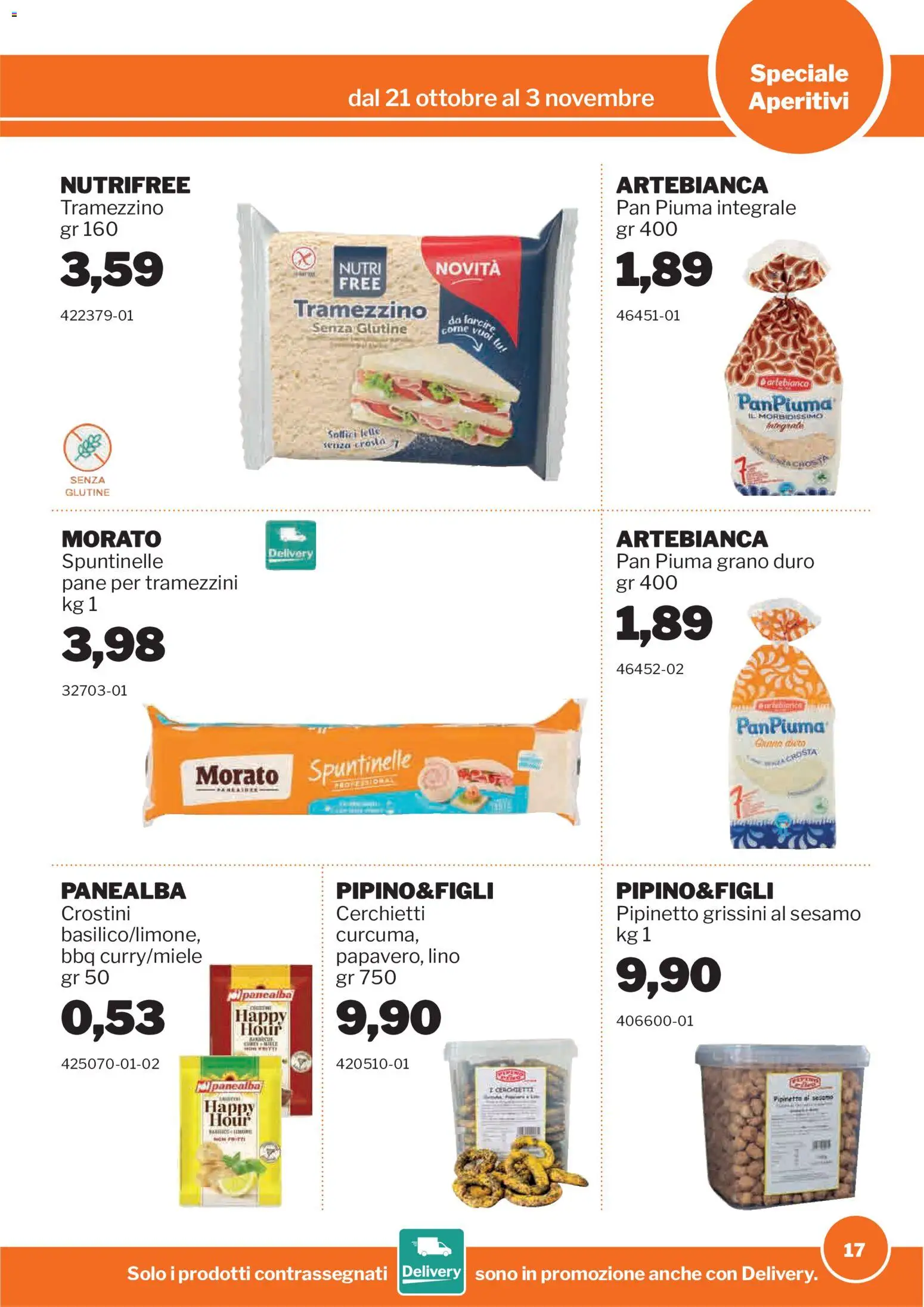 Anteprima dell'opuscolo Sogegross volantino Aperitivi dal negozio Sogegross valido da 21/10/2026 - Senza glutine, Pane, Sesamo, Tramezzino, Crostini, Grissini