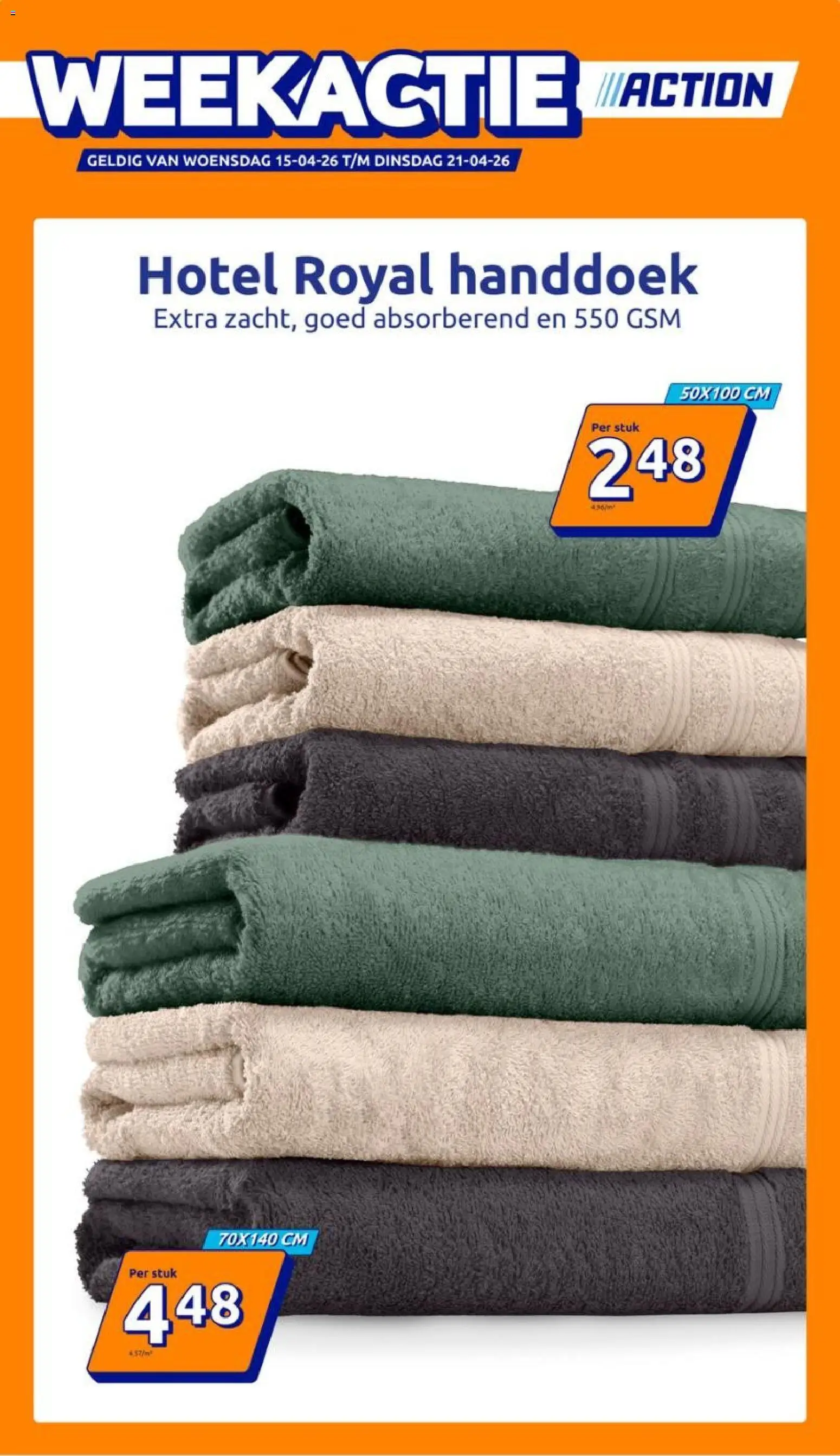 Voorbeeld van Action Folder week 16 van winkel Action geldig vanaf 15/04/2026 - Handdoek