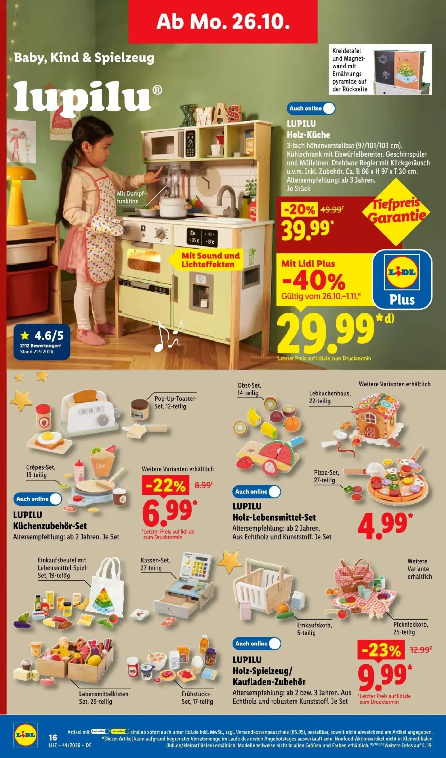 Vorschau von dem Prospekt des Geschäftes Lidl, gültig ab dem 26.10.2026 - Pizza, Kühlschrank, Geschirrspüler, Toaster