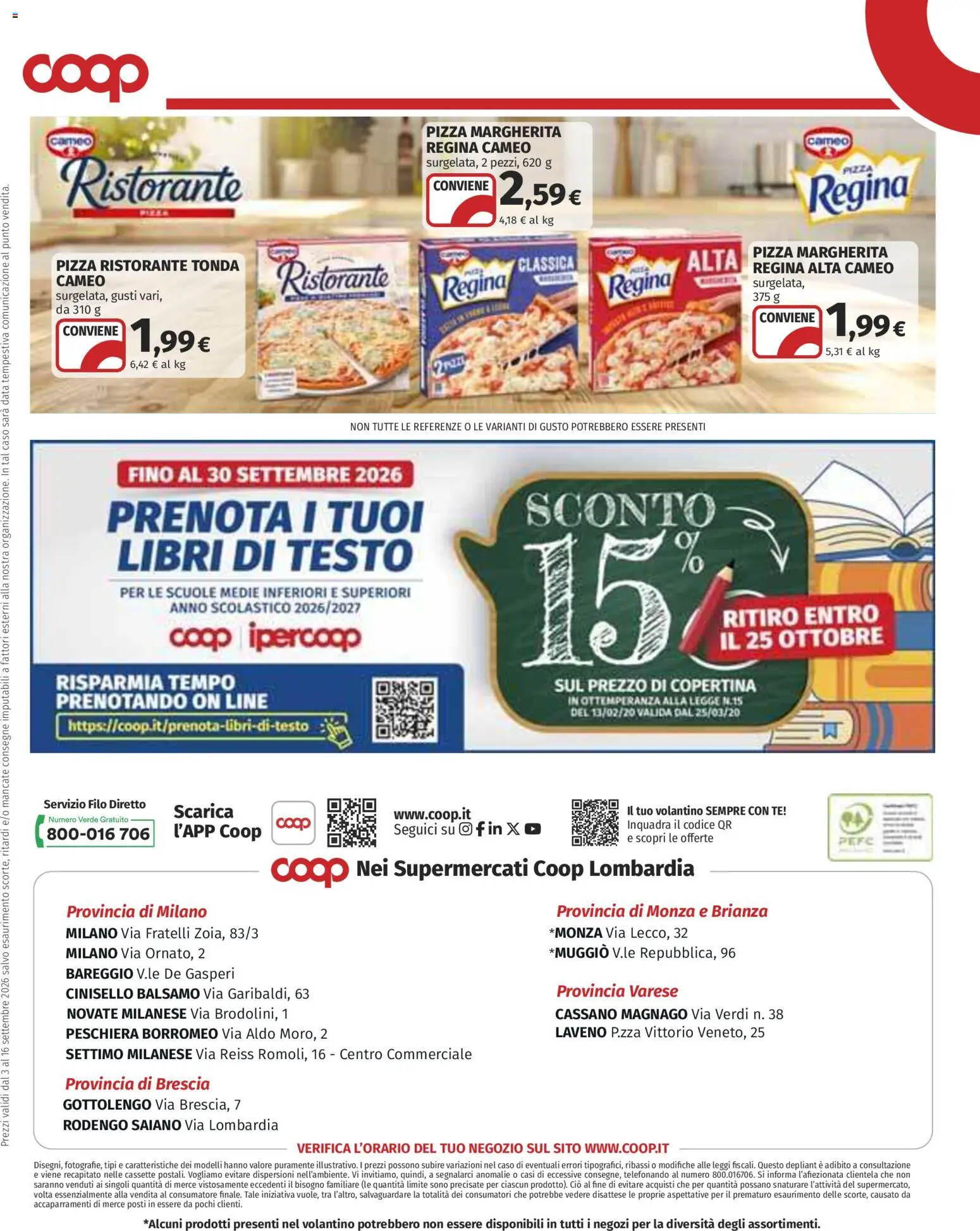 Anteprima dell'opuscolo COOP volantino Monza dal negozio COOP valido da 03/09/2026 - Pizza, Libri, Data, Tè, Balsamo