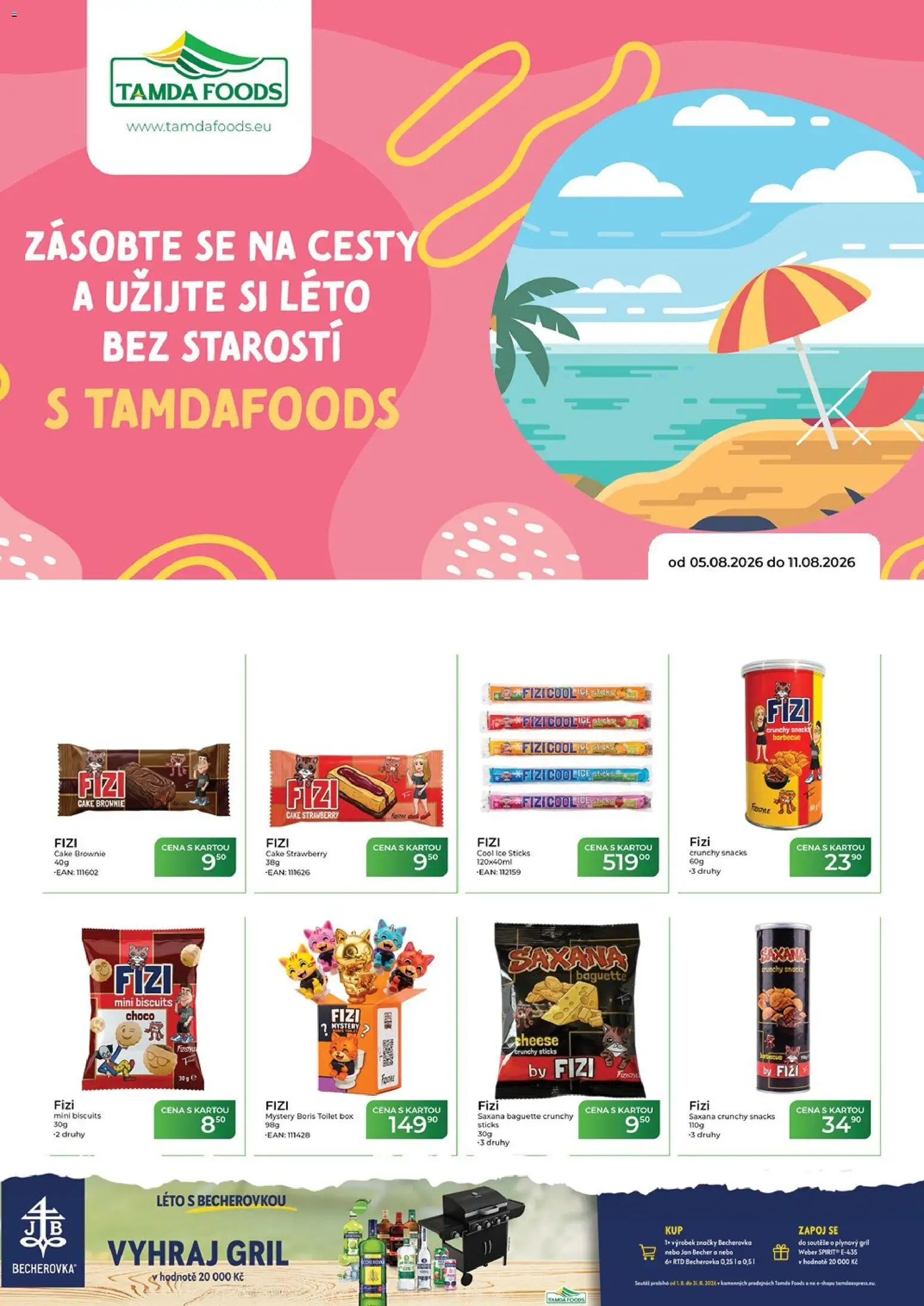 Náhled nabídky: Tamda Foods Tamda Foods leták platný od 05.08.2026 - Brownie, Gril, Becherovka, Plynový gril, Box