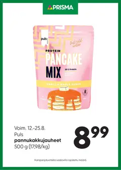 Kaupan Prisma Prisma tarjoukset Puls pannukakkujauhe esikatselu, voimassa 12/08/2026