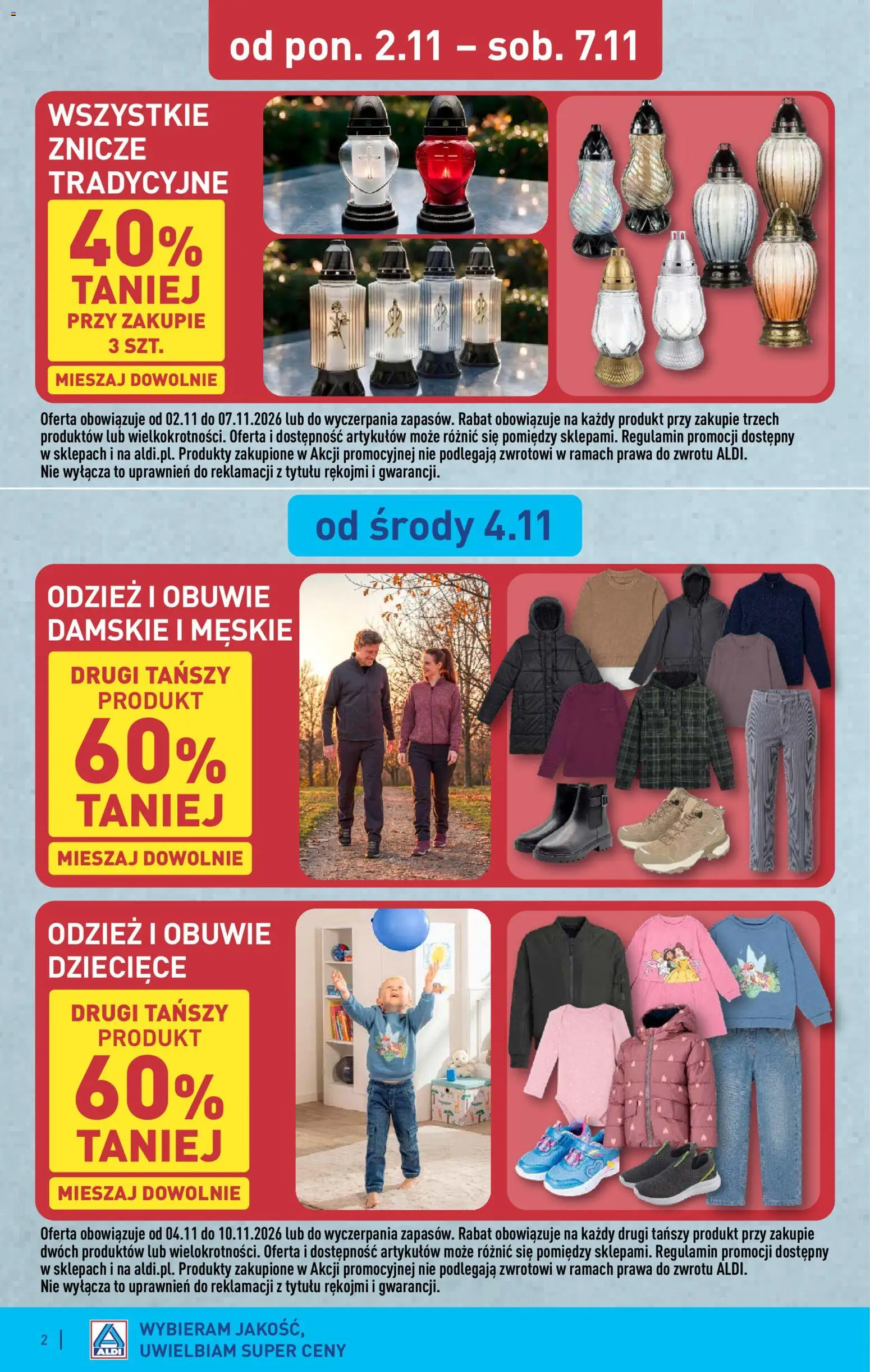 Pogląd gazetki "Aldi gazetka - Artykuły przemysłowe i tekstylia" ze sklepu Aldi ważnej od 04.11.2026 - Znicze