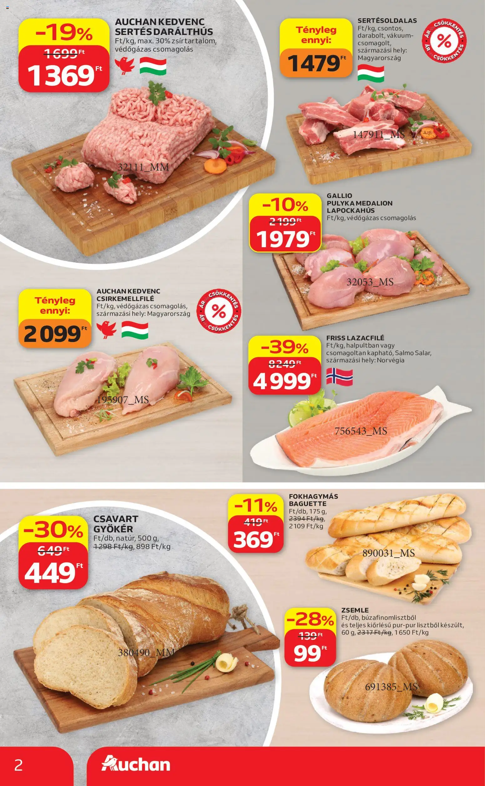 Auchan - Auchan Szupermarket akciós újság megtekintése, amely érvényes 2026.09.10.-től - Baguette, Zsemle, Sertésoldalas, Lazacfilé, Csirkemellfilé, Pulykamedalion