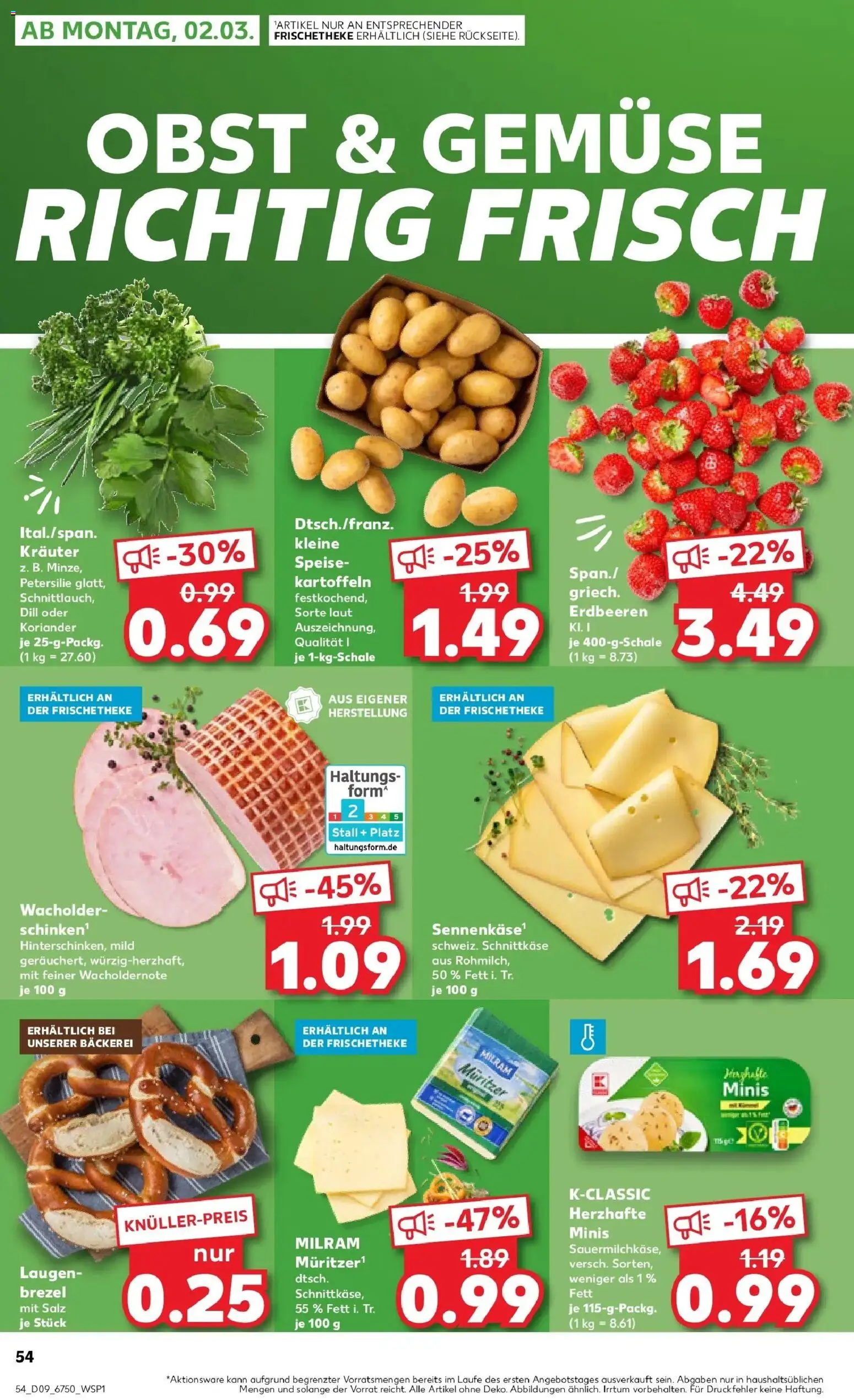 Vorschau von dem Prospekt des Geschäftes Kaufland, gültig ab dem 26.02.2026 - Erdbeeren, Gemüse, Petersilie, Obst, Dill, Salz, Kartoffeln, Milram