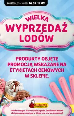 Pogląd gazetki "Biedronka gazetka - Wyprzedaż lodów" ze sklepu Biedronka ważnej od 14.09.2026