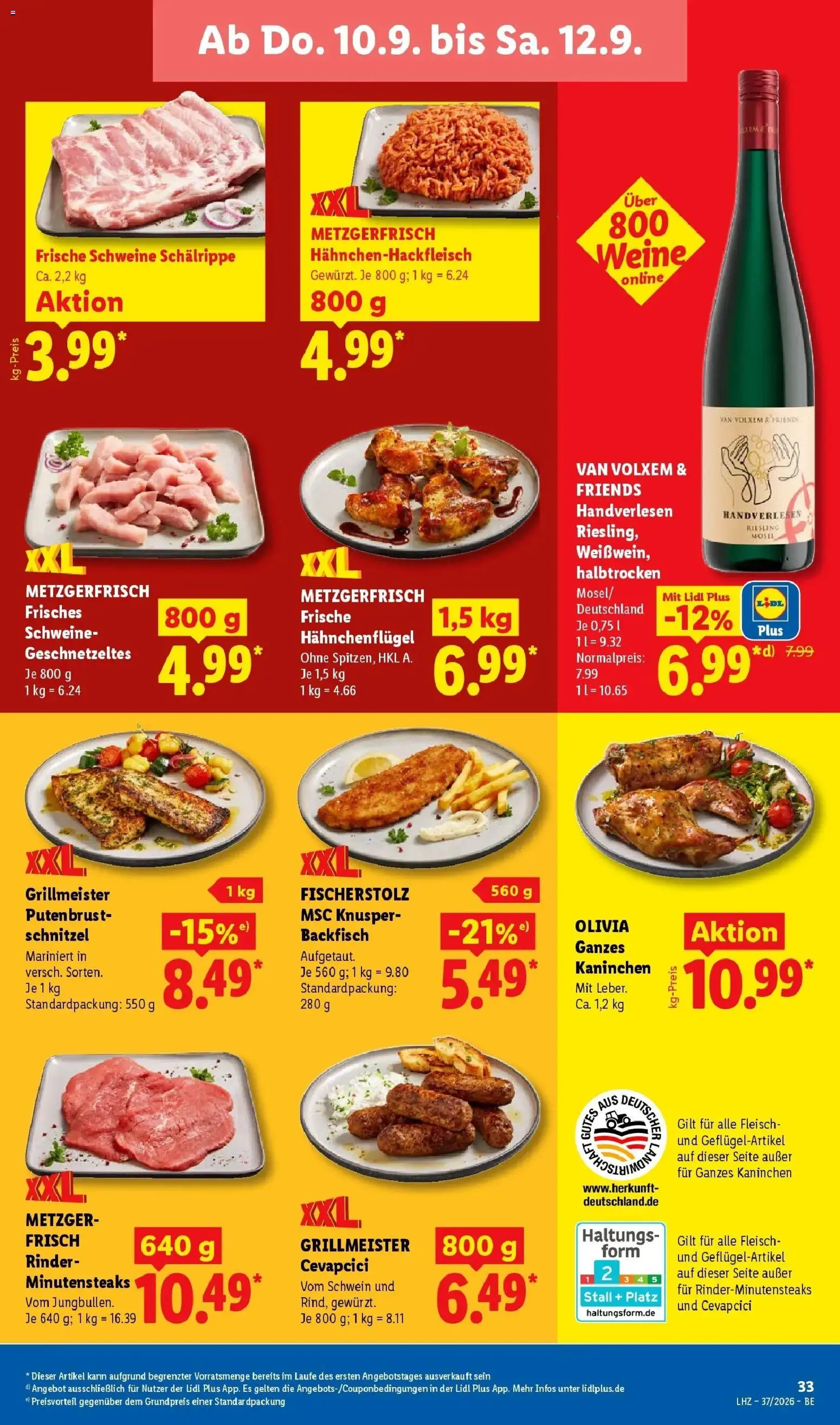 Vorschau von dem Prospekt des Geschäftes Lidl, gültig ab dem 07.09.2026 - Schnitzel, Cevapcici, Kaninchen, Fleisch, Putenbrust, Lutscher