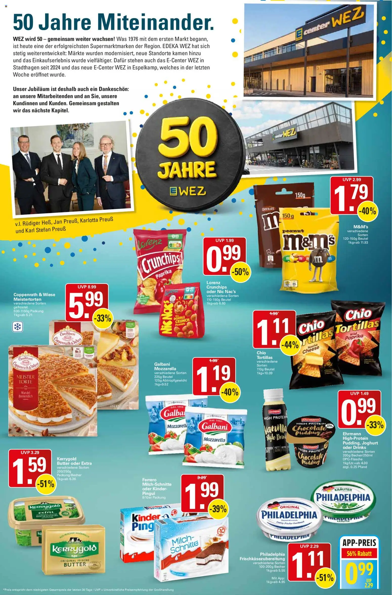 Vorschau von dem Prospekt des Geschäftes WEZ, gültig ab dem 26.10.2026 - Butter, Joghurt, Tortillas, Mozzarella, Paprika, Pudding, M&M's, Lorenz crunchips