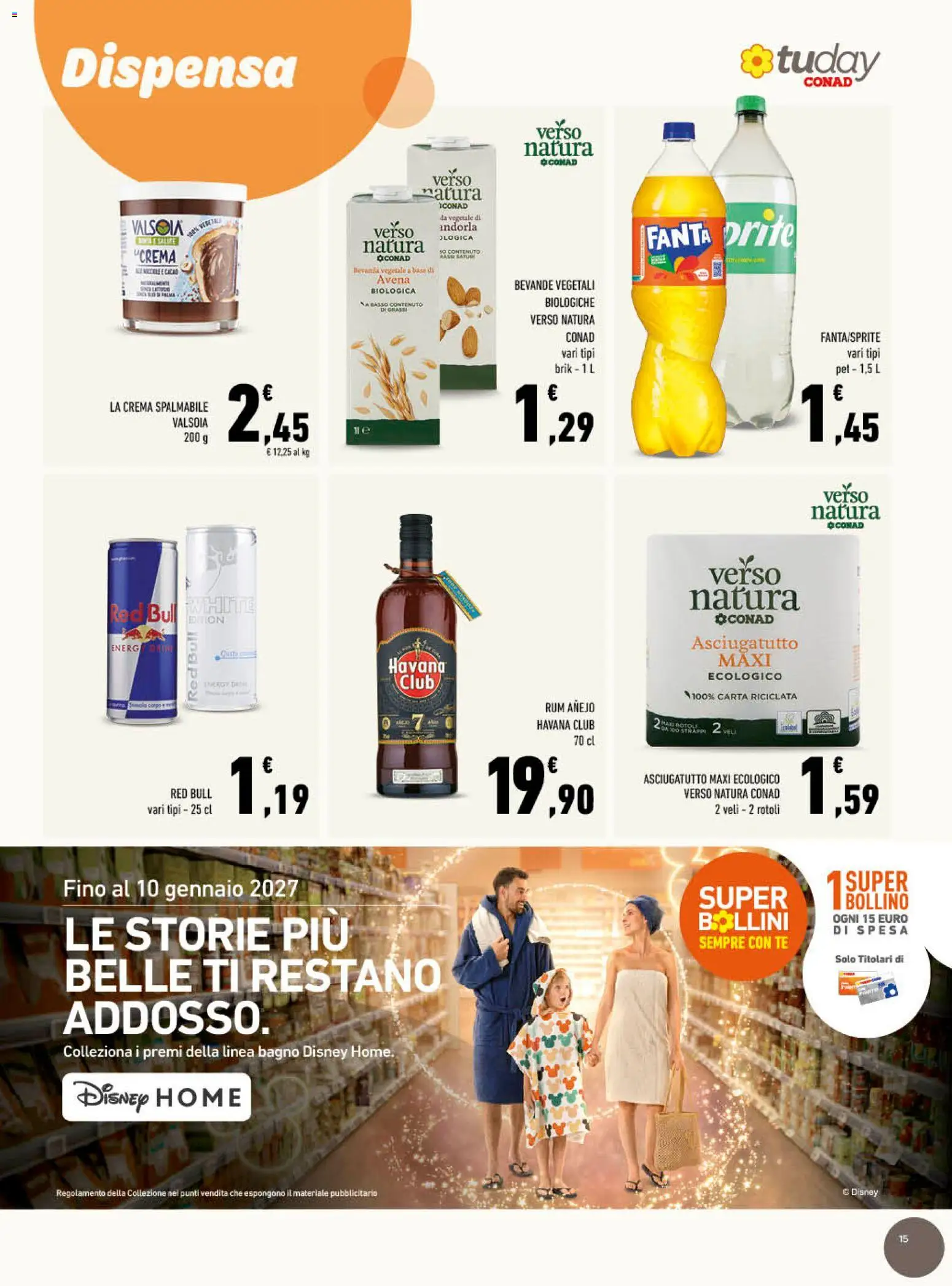 Anteprima dell'opuscolo Conad volantino Cena d'autore gourmet Lazio dal negozio Conad valido da 21/10/2026 - Red Bull, Bagno, Olio, Rum, Fanta, Havana, Tè, Bevande
