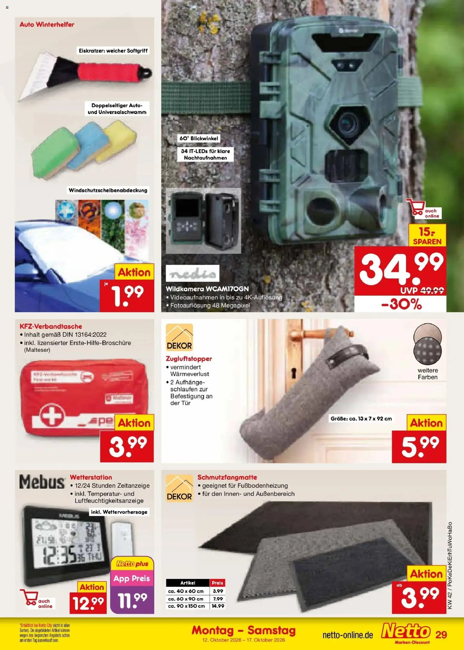 Vorschau von dem Prospekt des Geschäftes Netto Marken-Discount, gültig ab dem 12.10.2026 - Tür, Wetterstation, Schmutzfangmatte