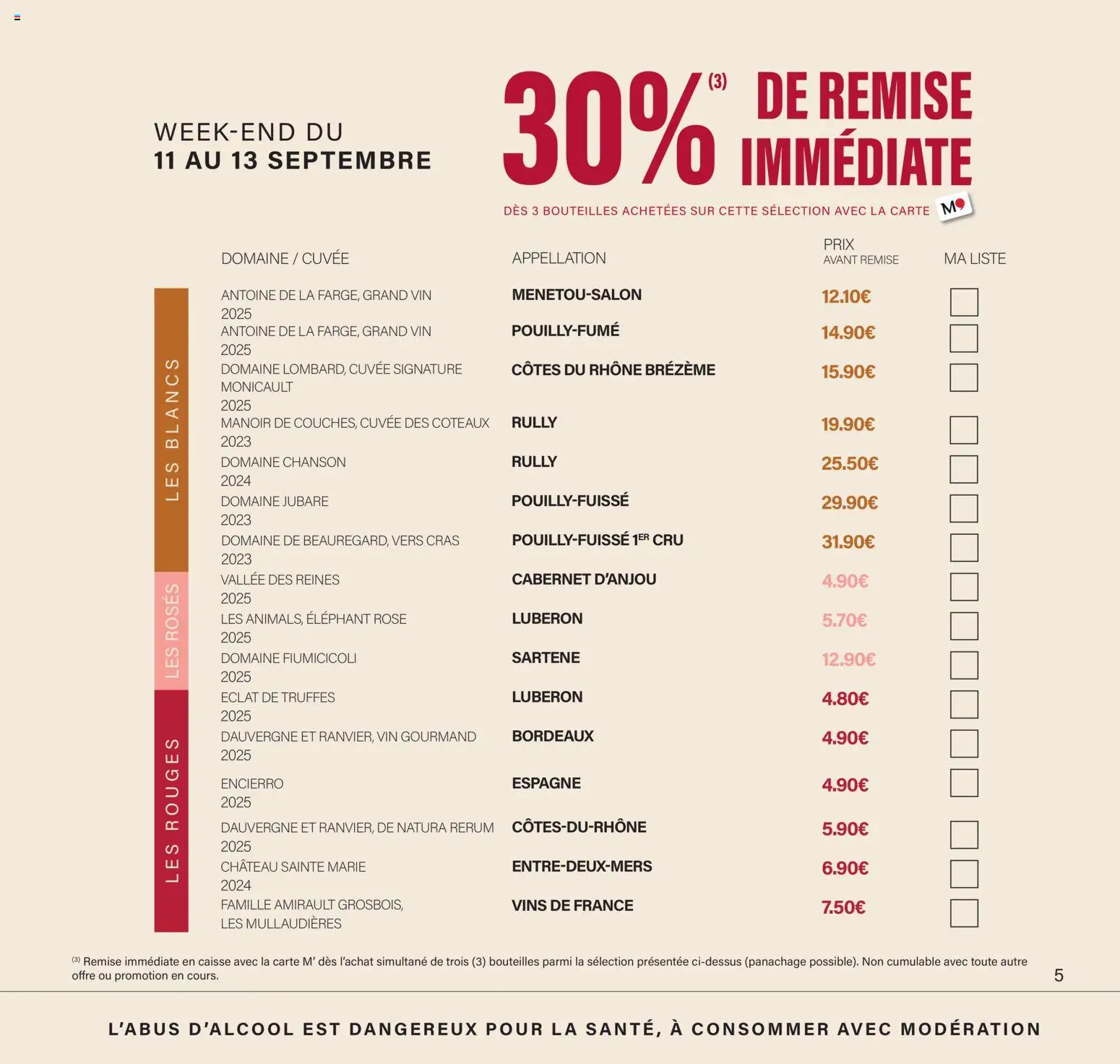 Prévisualisation de Monoprix - Calendrier foire aux vins du magasin Monoprix formulaire valide 11/09/2026 - Vin