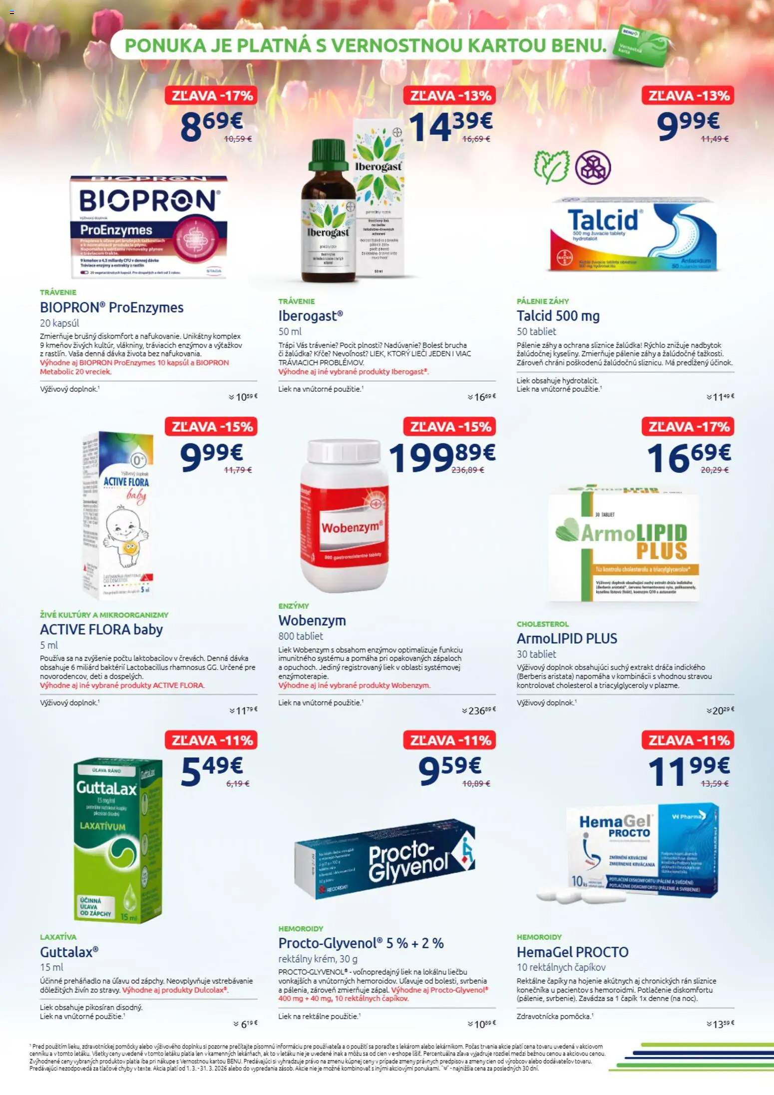 Náhľad BENU Lekáreň letáku platného od 01.03.2026 - Wobenzym, Tablet, Flora