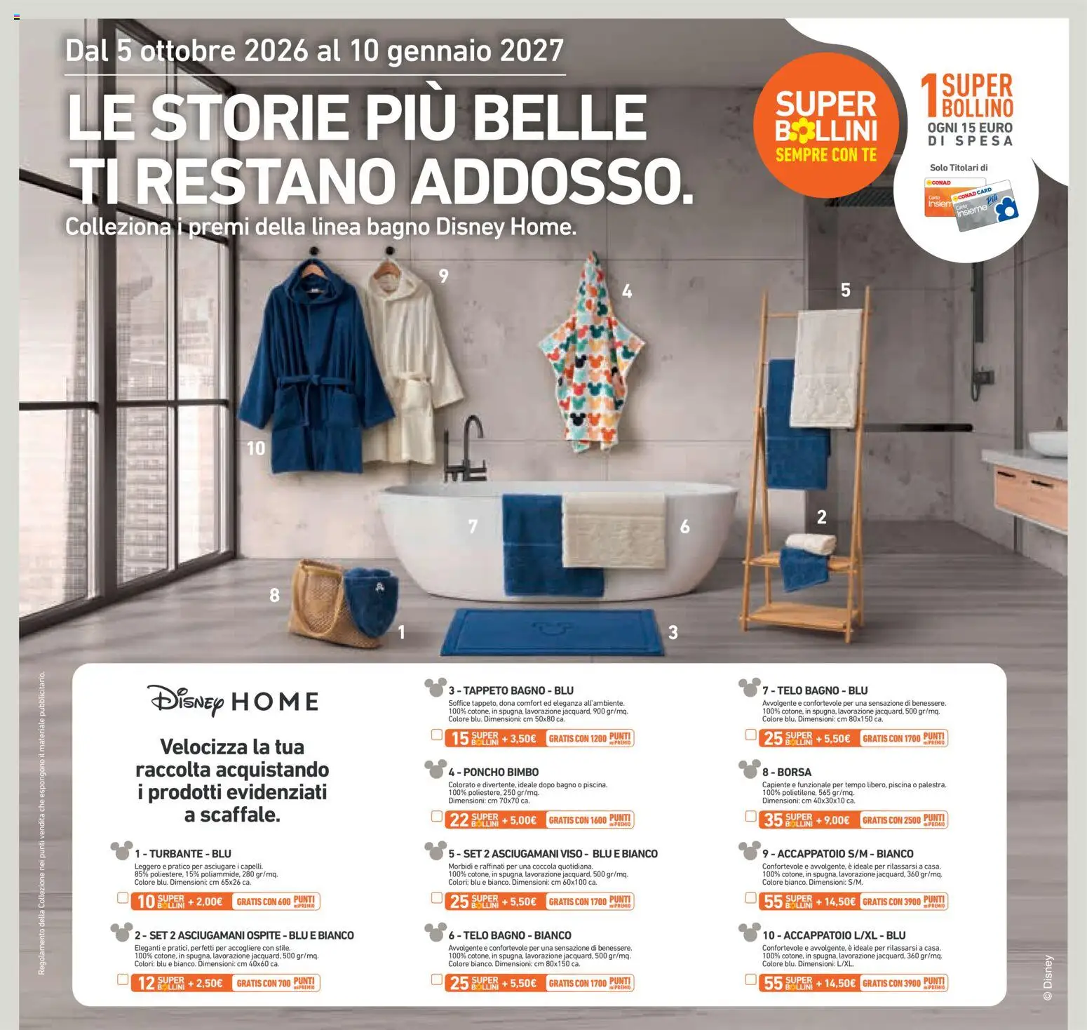 Anteprima dell'opuscolo Conad volantino Superstore Lombardia dal negozio Conad valido da 07/10/2026 - Piscina, Borsa, Bagno, Tappeto, Accappatoio, Poncho, Tè, Asciugamani