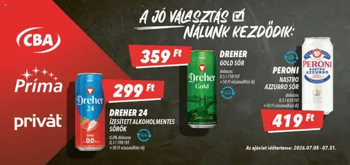 CBA Príma - CBA Príma akciós újság megtekintése, amely érvényes 2026.07.05.-től