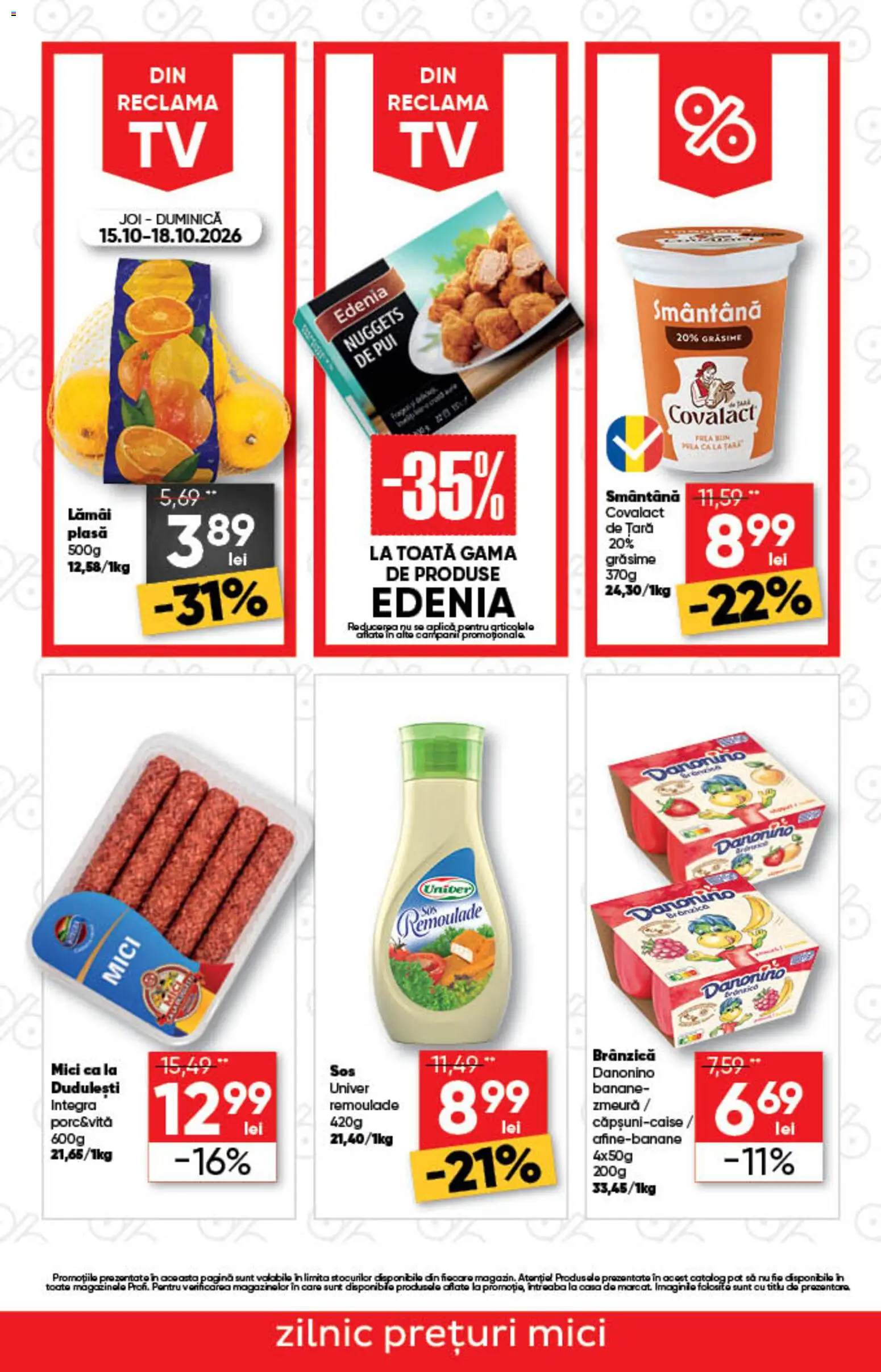 Previzualizarea de cataloage: Profi Profi Catalog Discount valabil de la 15.10.2026 - Mici, Zmeură, Pui, Vită, Sos, Smântână, Lamai, Covalact de tara