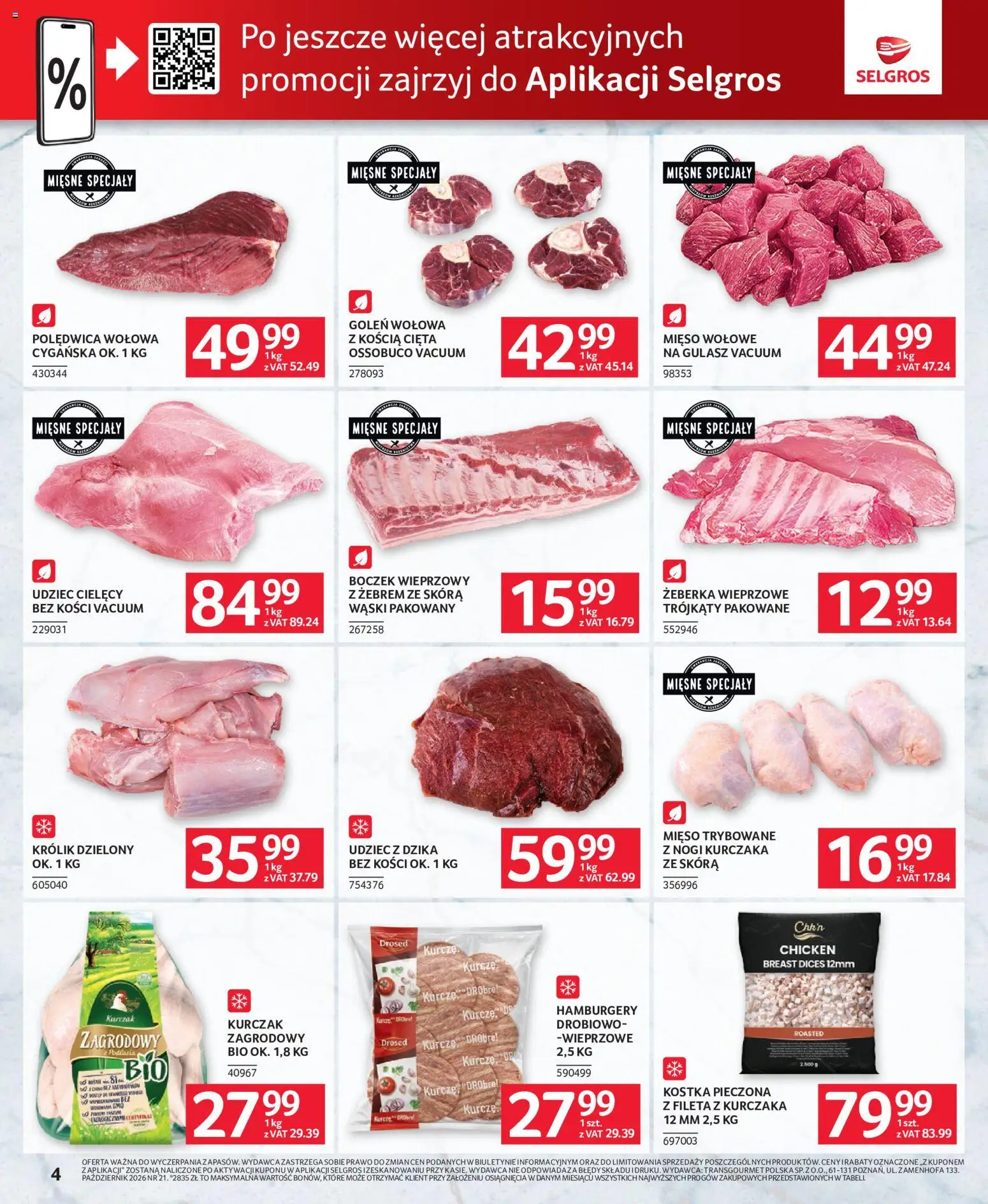 Pogląd gazetki "Selgros cash&carry gazetka - Oferta dla gastronomii" ze sklepu Selgros cash&carry ważnej od 08.10.2026 - Żeberka, Boczek, Polędwica wołowa, Hamburgery, Specjały, Żeberka wieprzowe, Boczek wieprzowy, Udziec cielęcy