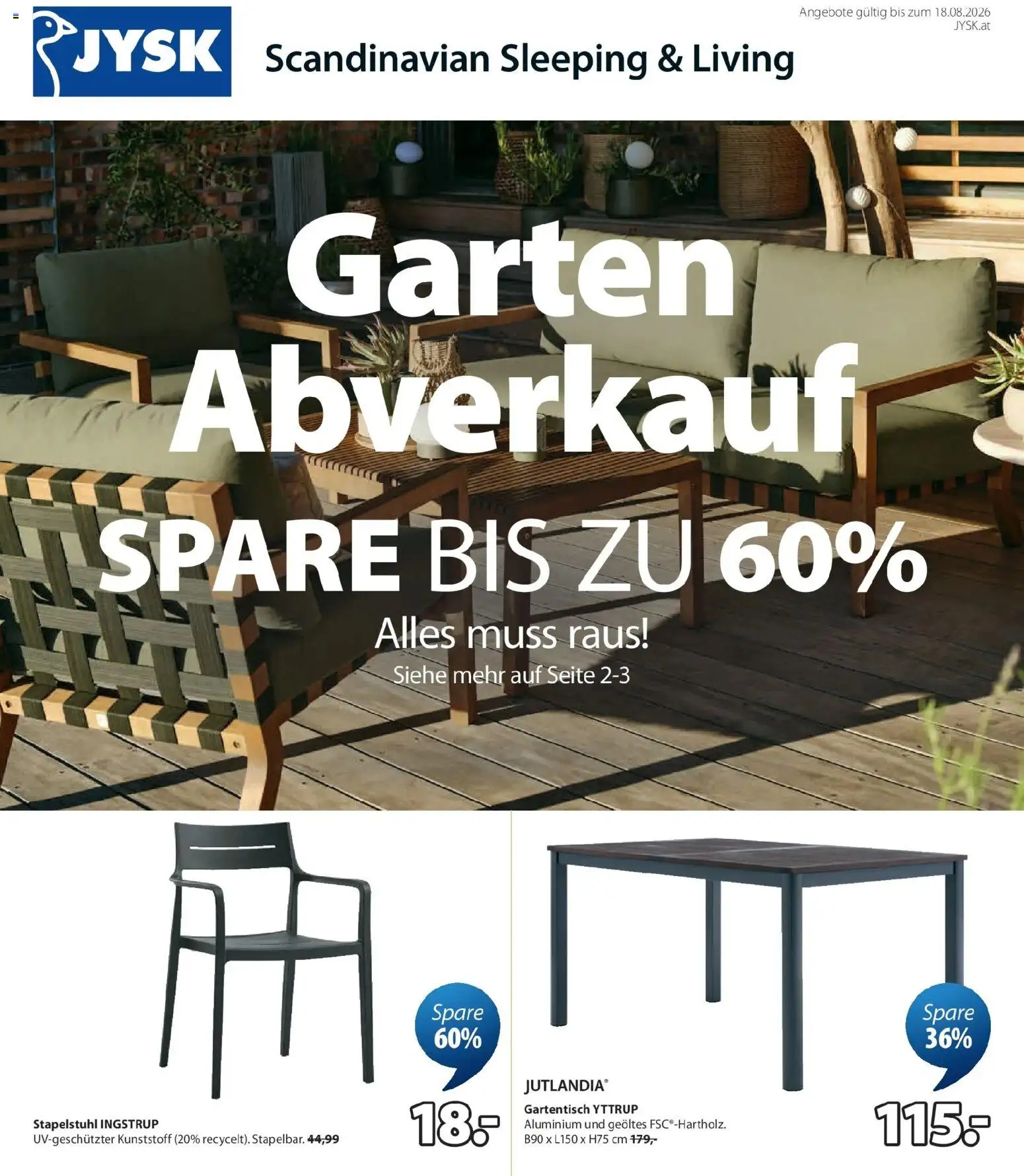 Vorschau der Angebote: JYSK JYSK Garten Abverkauf Spare Bis Zu 60% gültig ab 03.08.2026