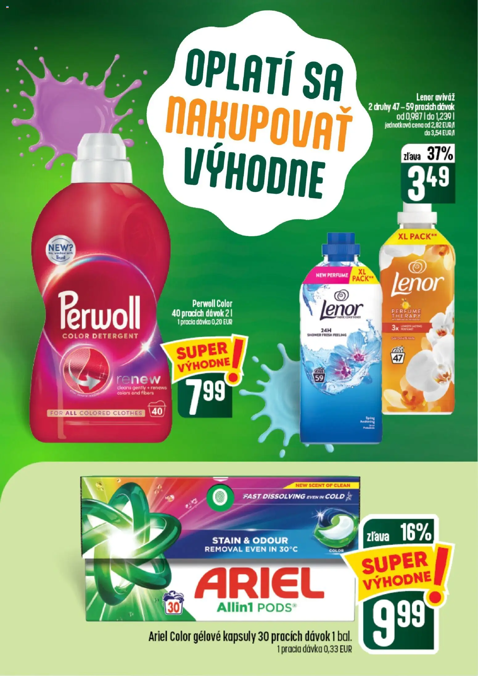 Náhľad COOP Jednota letáku platného od 24.09.2026 - Ariel, Perwoll, Lenor, Aviváž